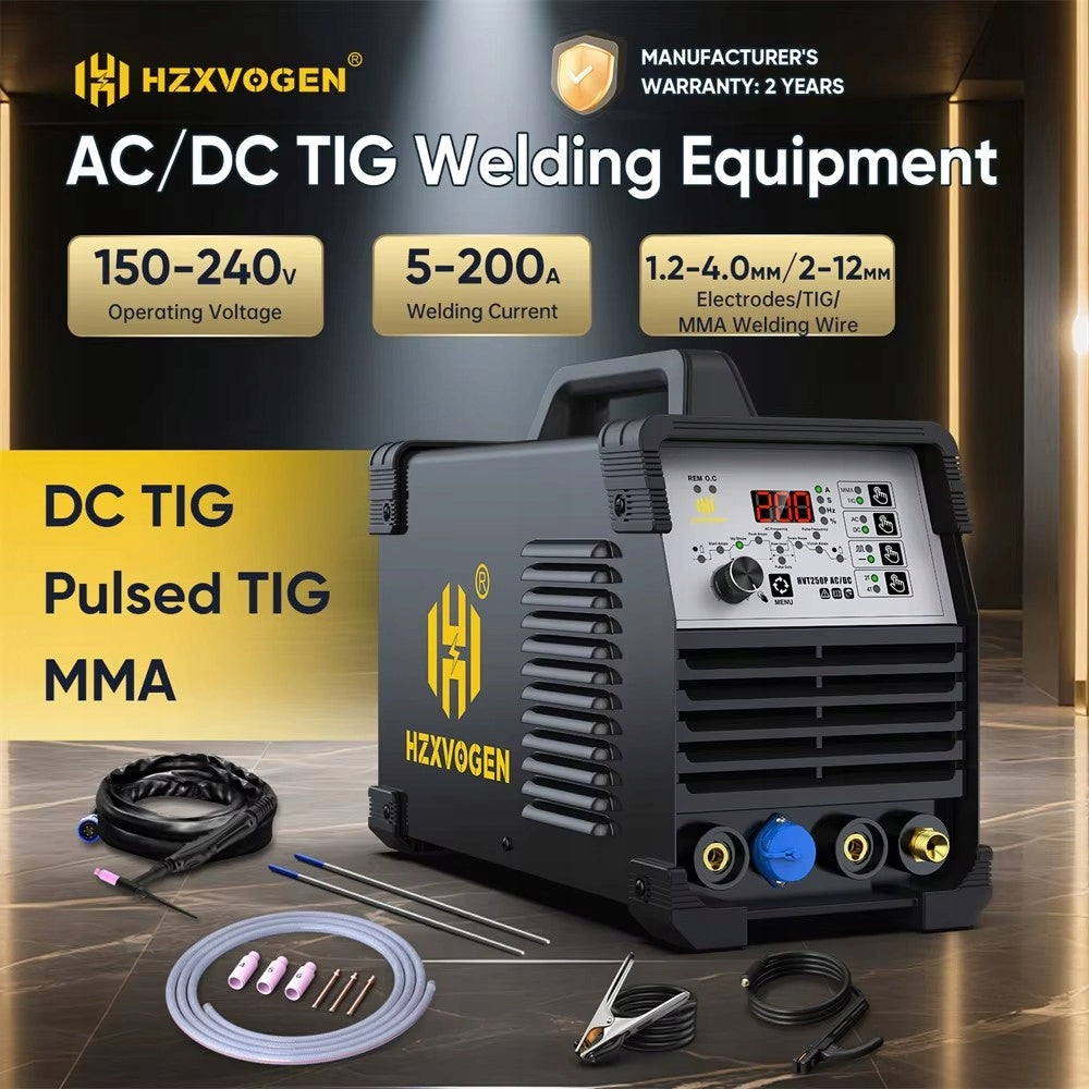 HZXVOGEN HVT250P AC/DC HF TIG Aluminum Welder with Argon, Precise Digital Pulse Control Manufacturer code H2042008