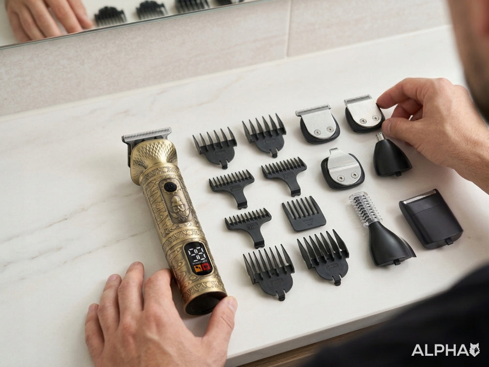 Hair Clipper, Beard 7in1 - Nose Trimmer + Shaver Alpha Brand ALPHA