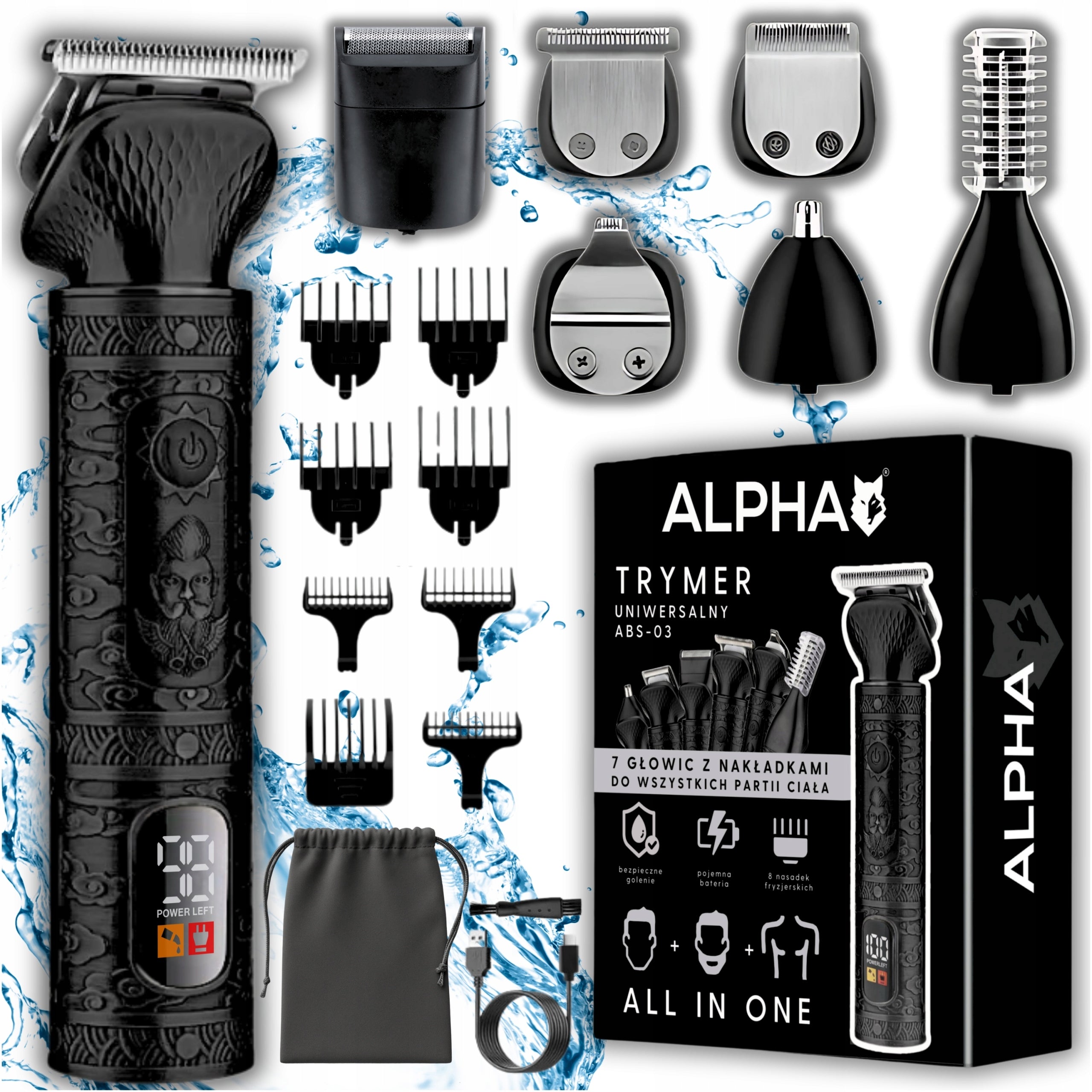 Hair Clipper, Beard 7in1 - Shaver + Nose Trimmer Alpha
