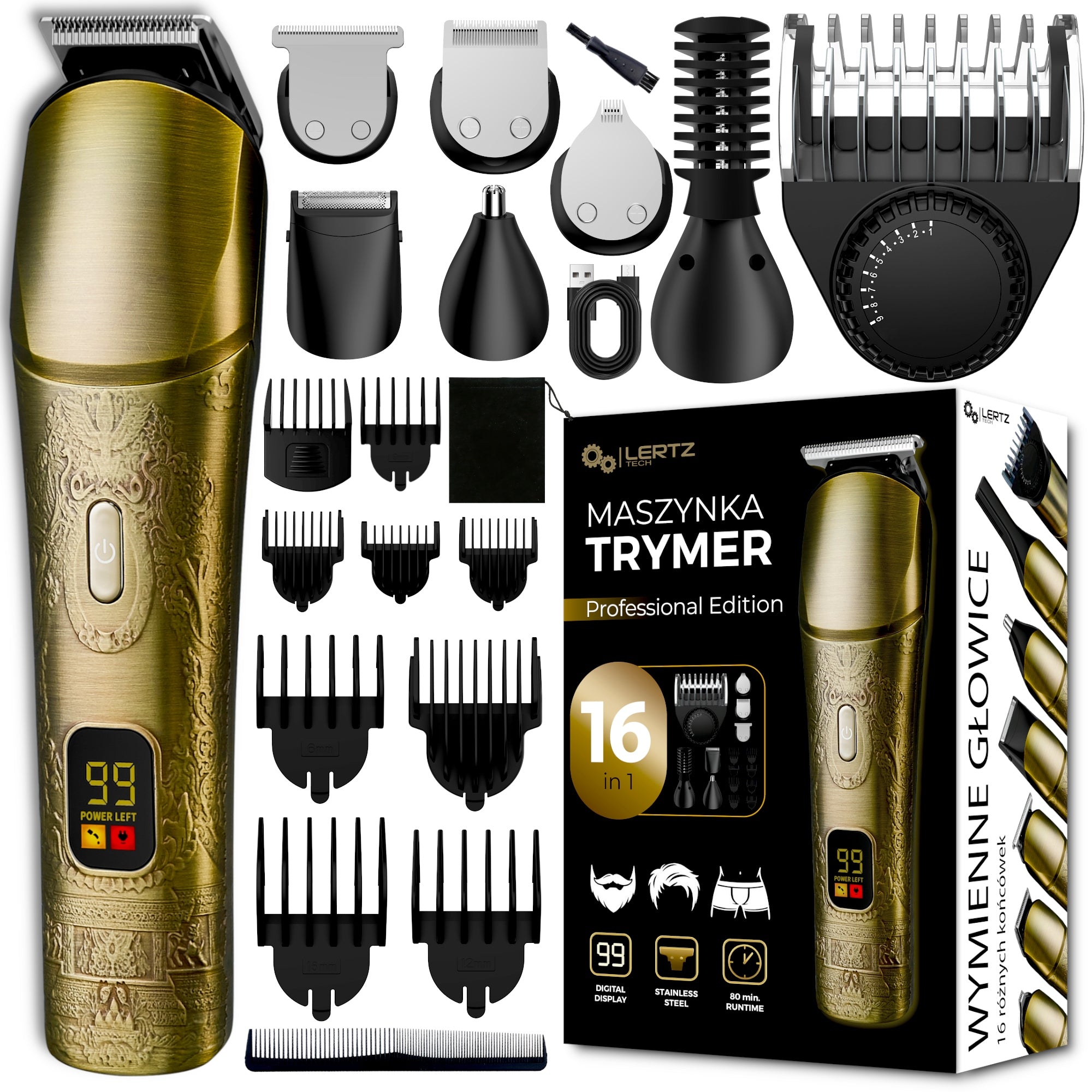 Hair Clipper Beard Body 7in1 Nose Trimmer Shaver + DISTANCE