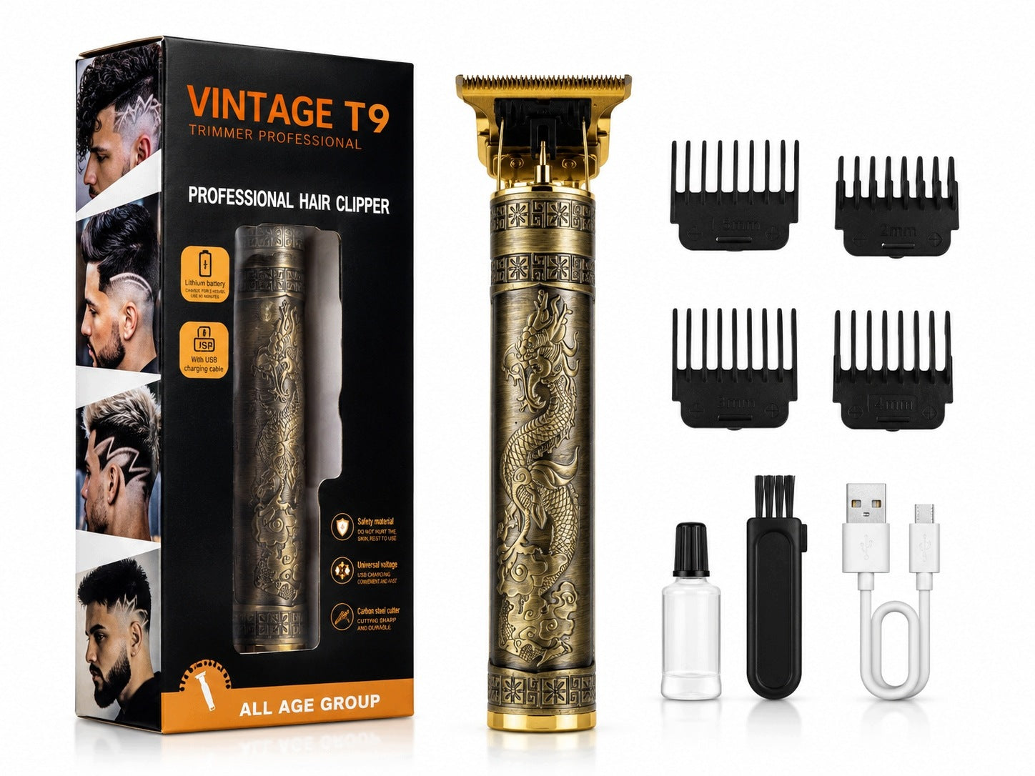 Hair Clipper Beard Trimmer T9 T-Blade Wireless USB-C