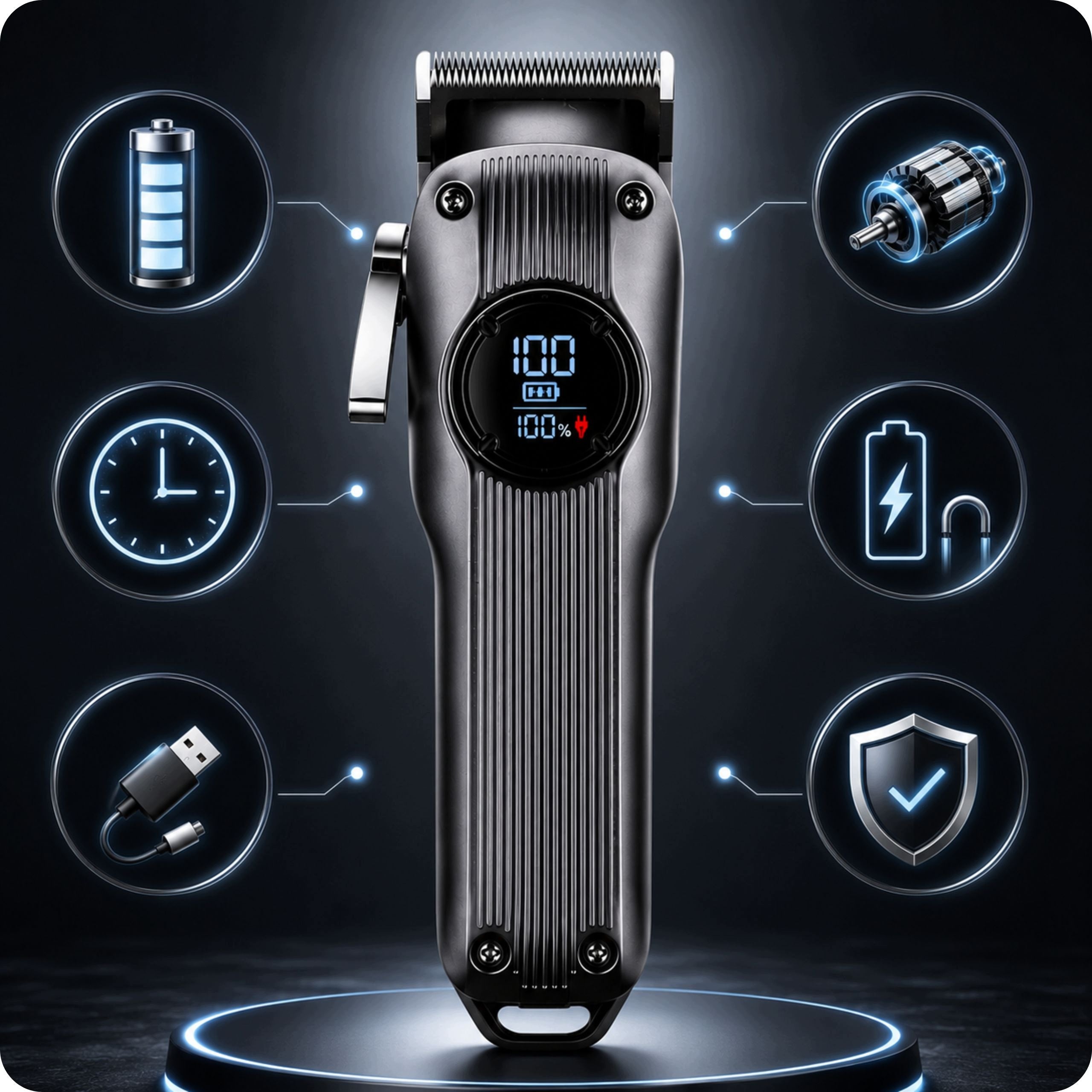 Hair Clipper Beard Wireless 180 Min LED GEEMY Barber Packaging status original