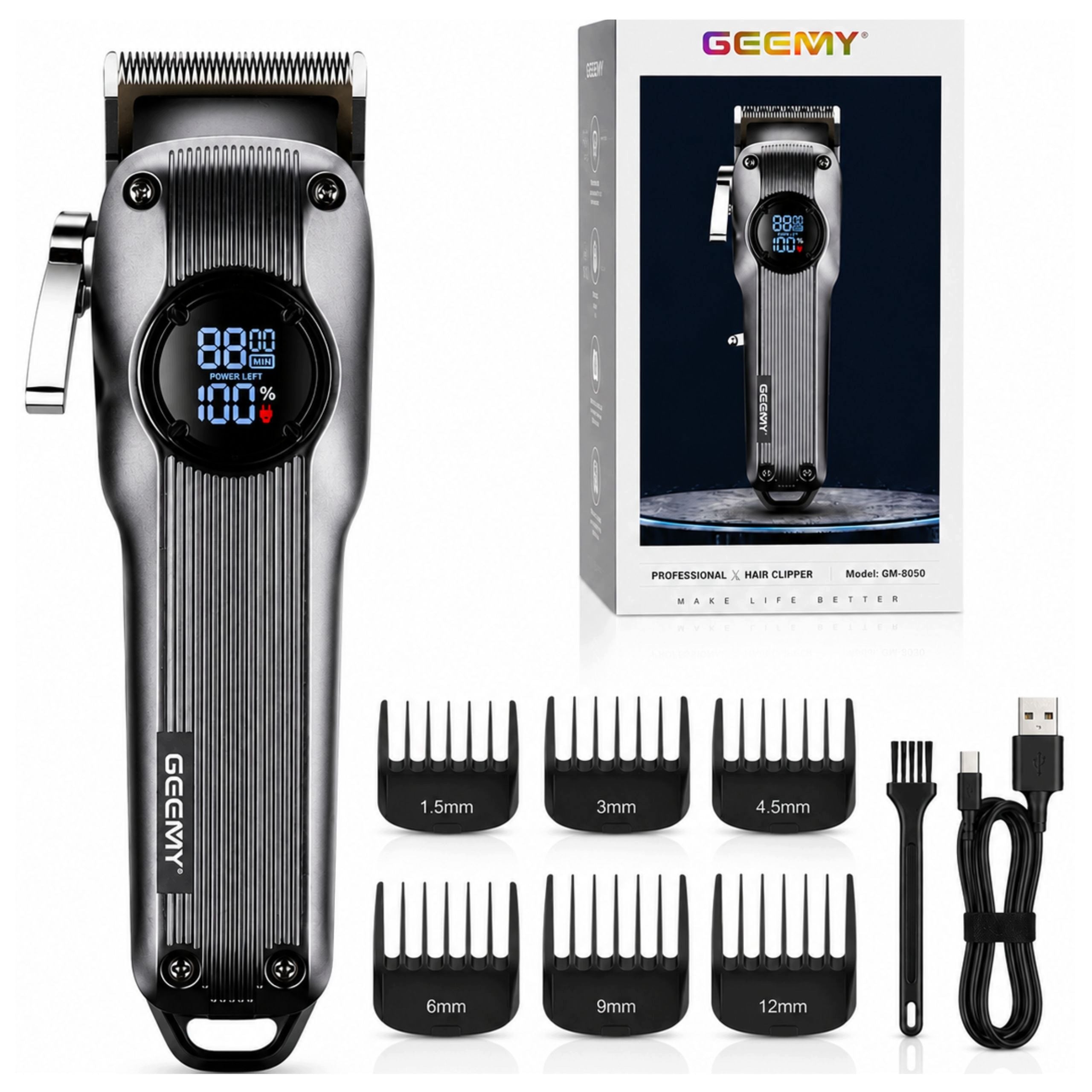 Hair Clipper Beard Wireless 180 Min LED GEEMY Barber