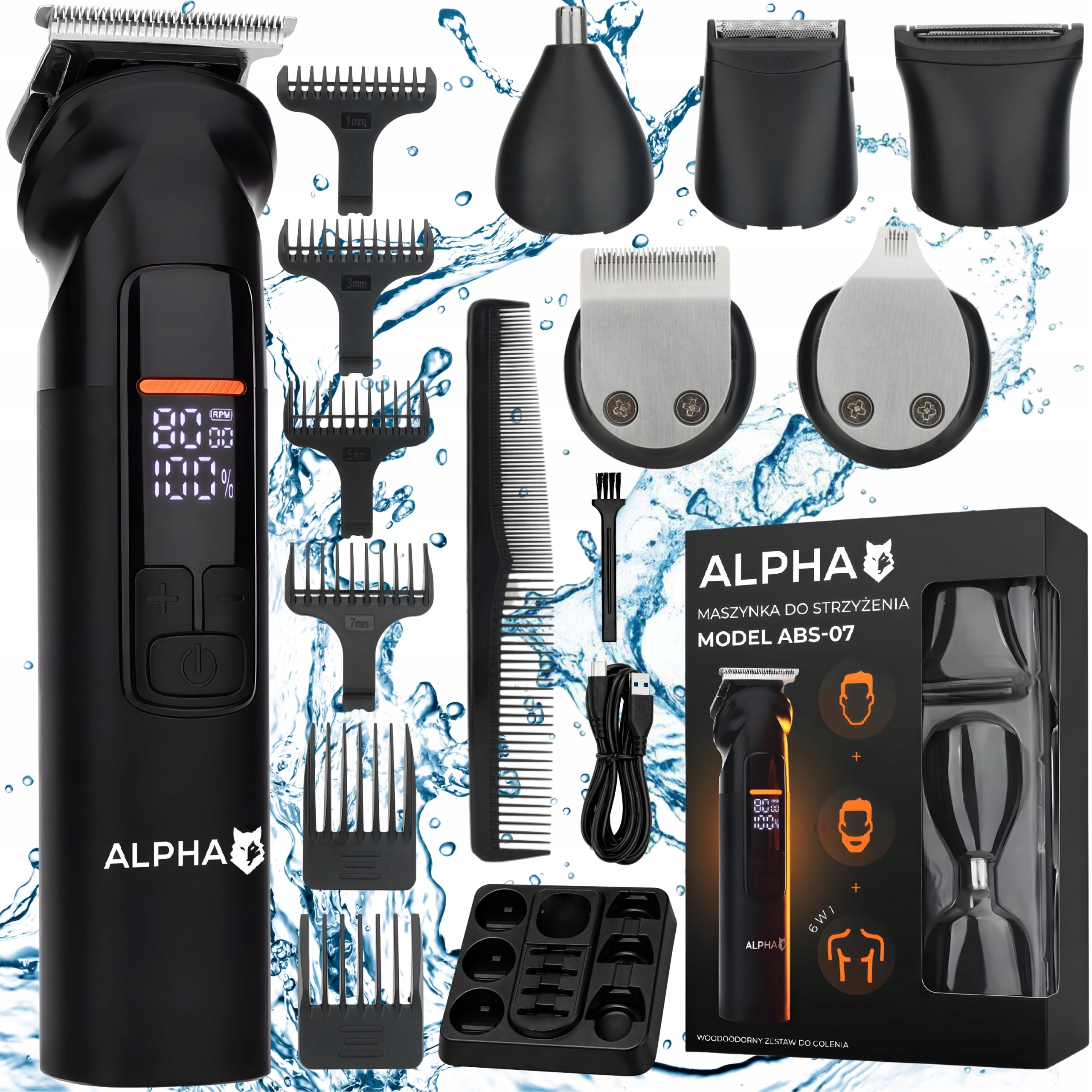 Hair Clipper, Beards 6in1 - Nose Trimmer + Shaver Alpha