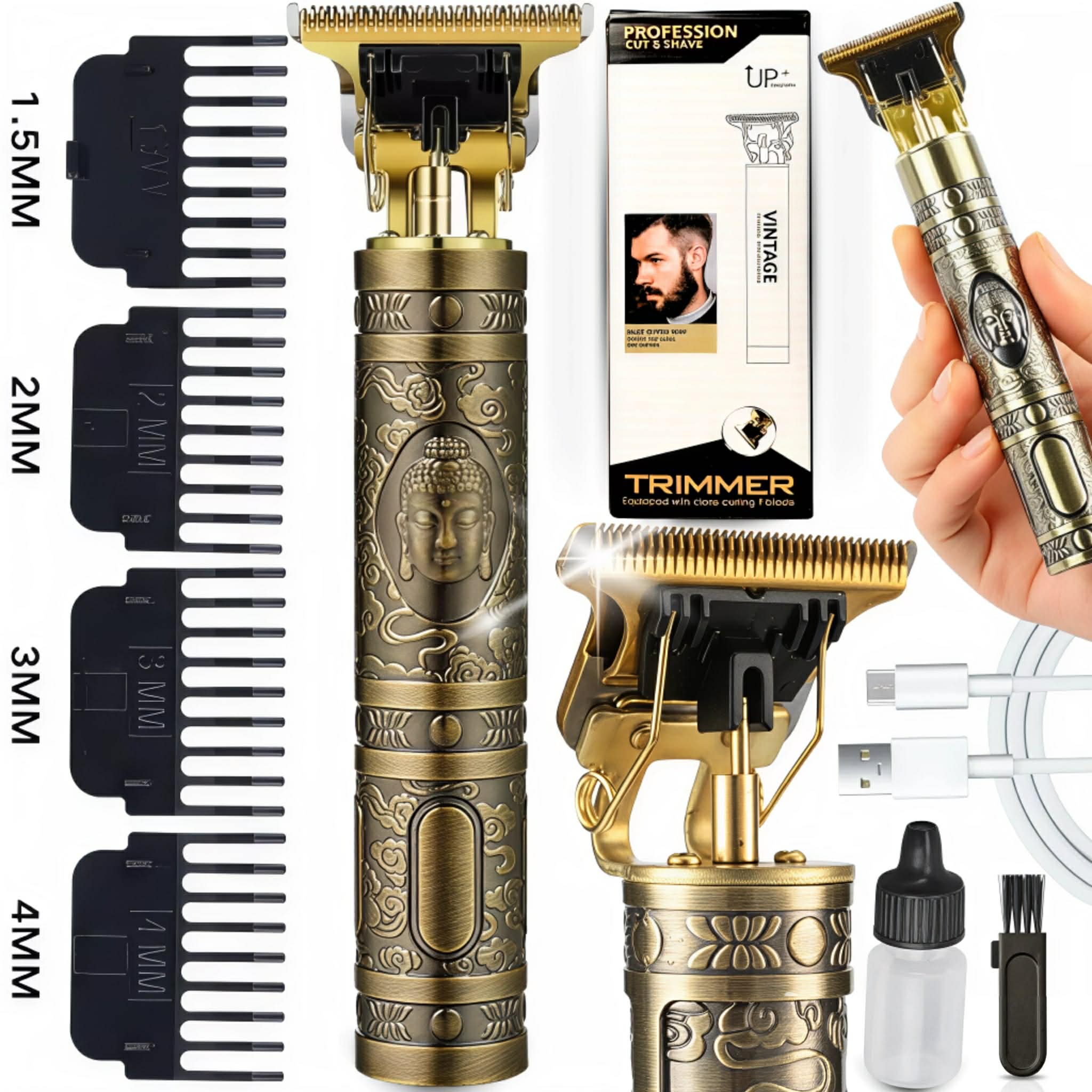 Hair Clipper Hair Trimmer Beard Shaver with 4in1 Adjustment