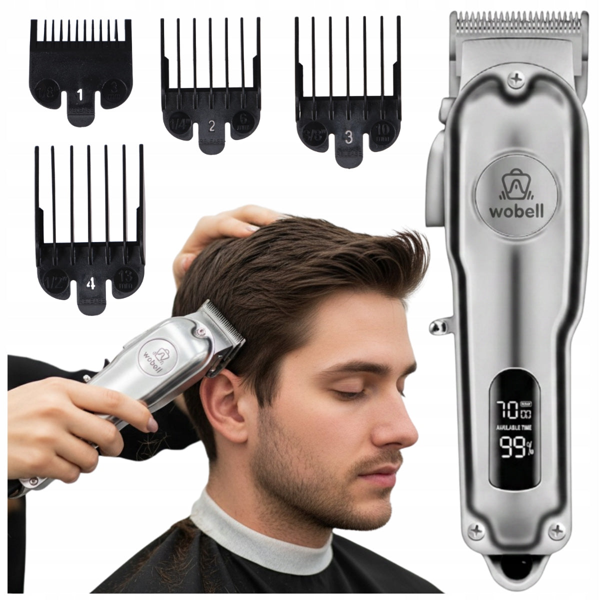 Hair Clipper Head Haircut Men's Professional 4 Caps Packaging status original