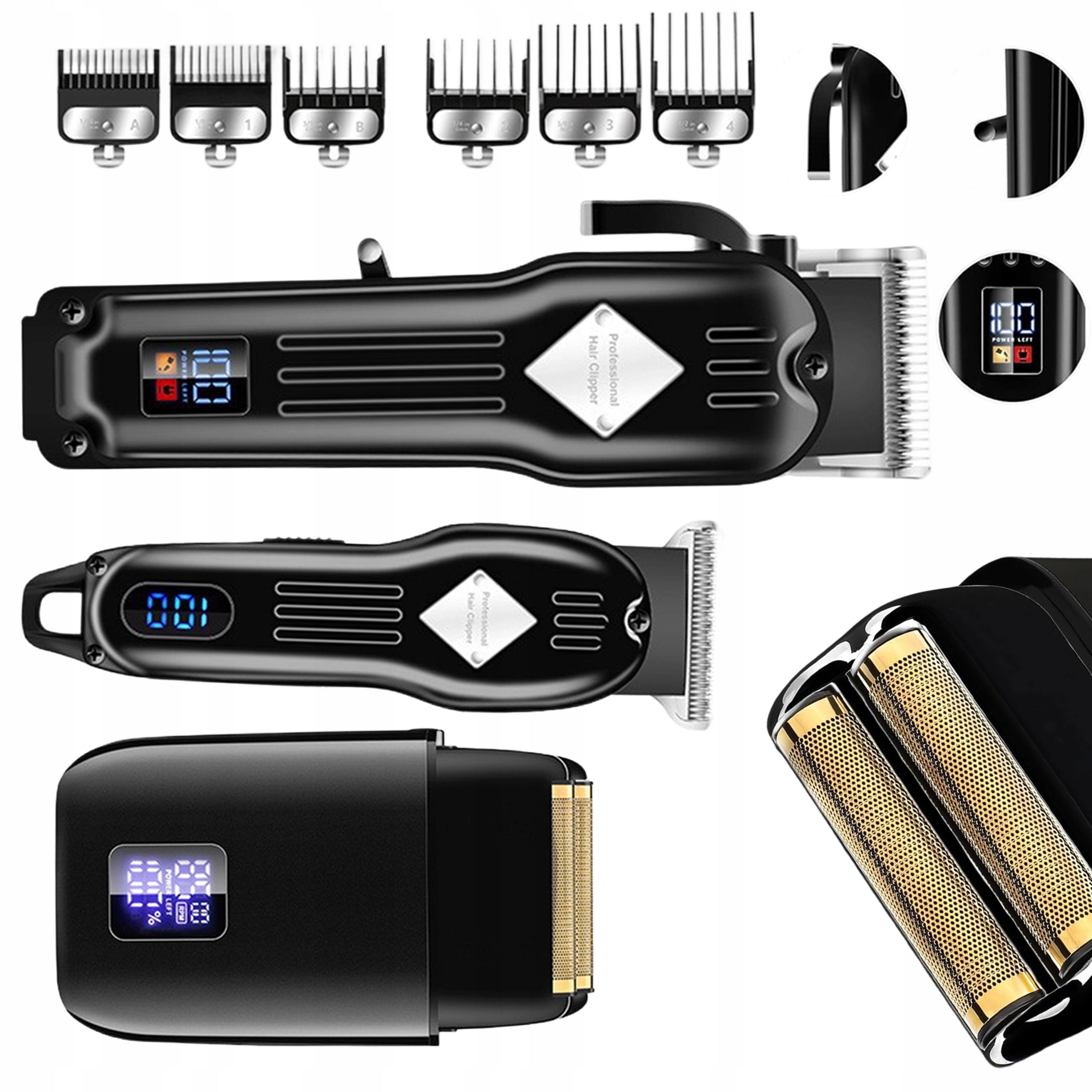 Hair Clippers Men Beard Trimmer Cordless Grooming Kit Black Home Barber