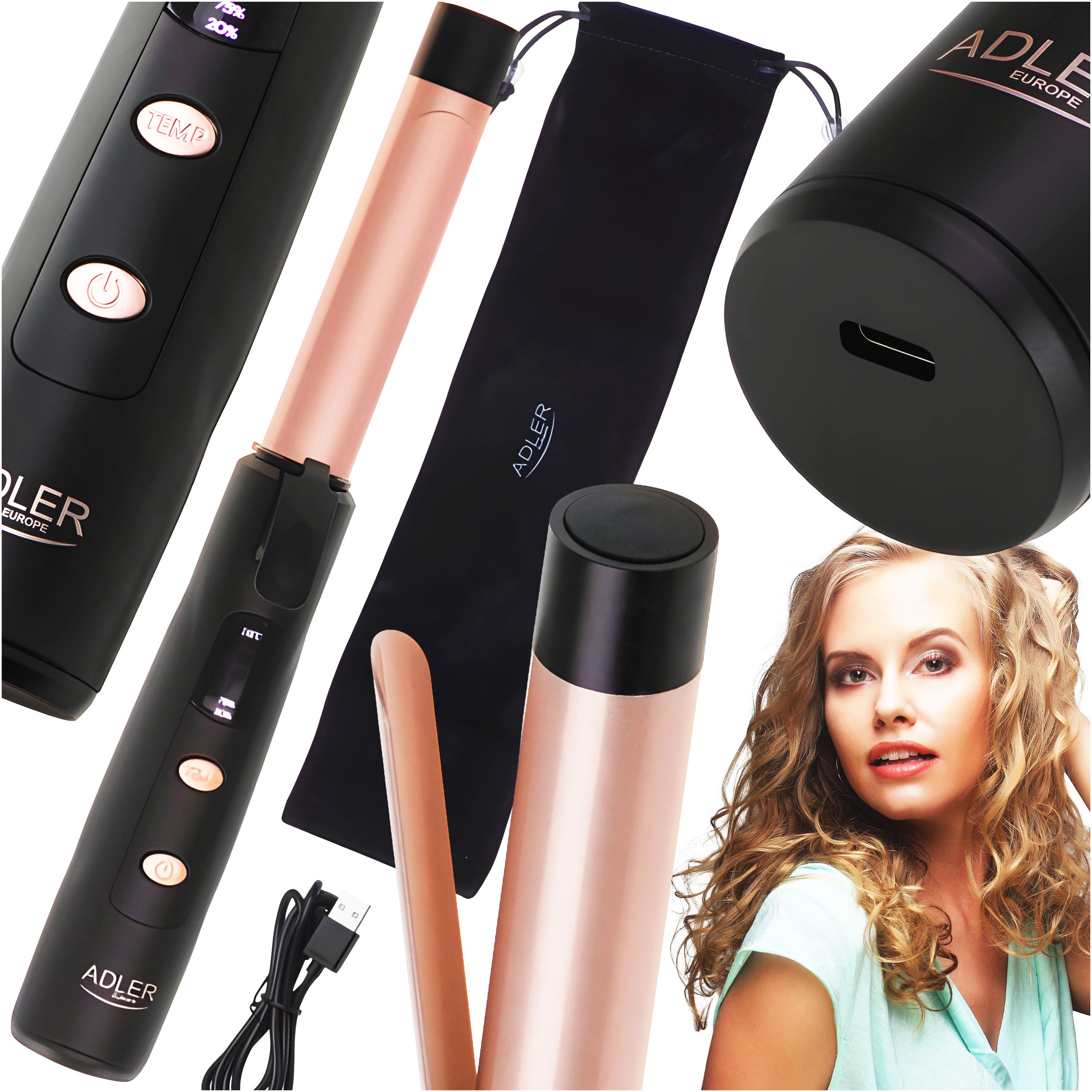 Hair Curler Ceramic Dryer Adjustable Adler USB AD 2120