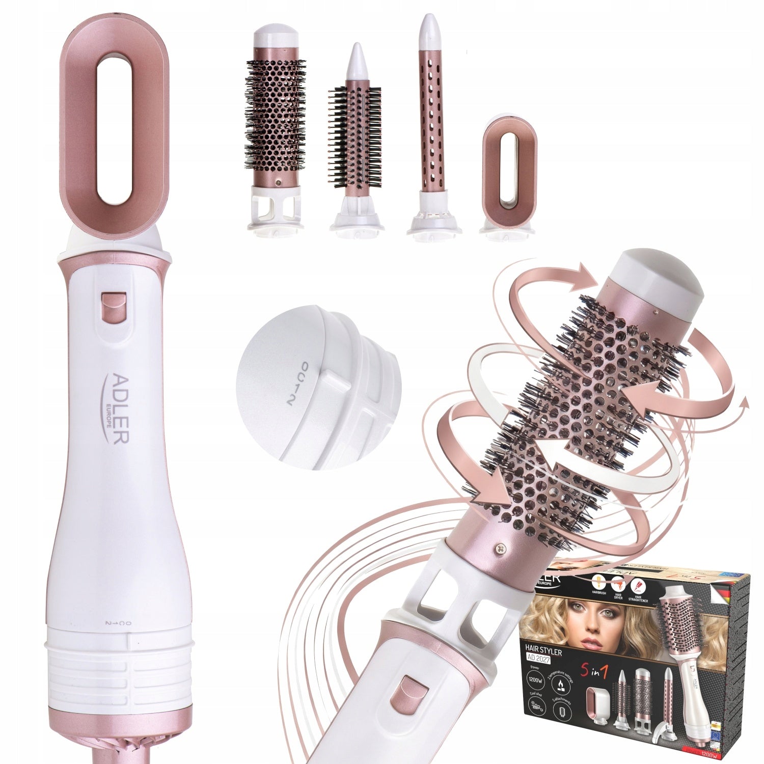 Hair Curler-Dryer 5in1 1200W Temperature Control + 5 Caps