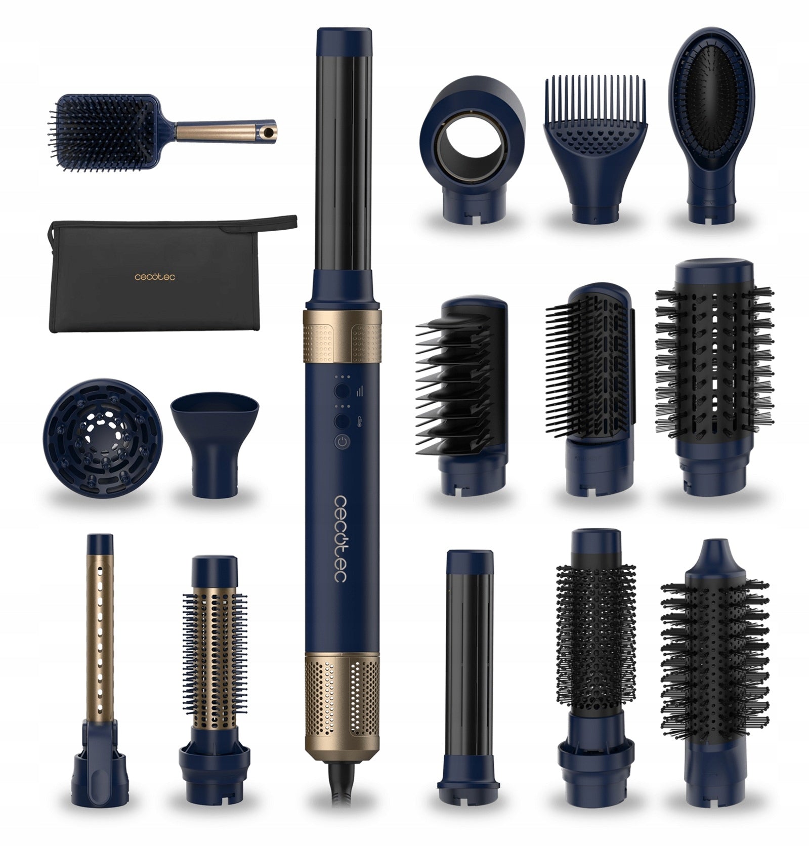 Hair Curler-Dryer Cecotec CeramicCare 14in1 AirGlisse Luxury Dominant color blue