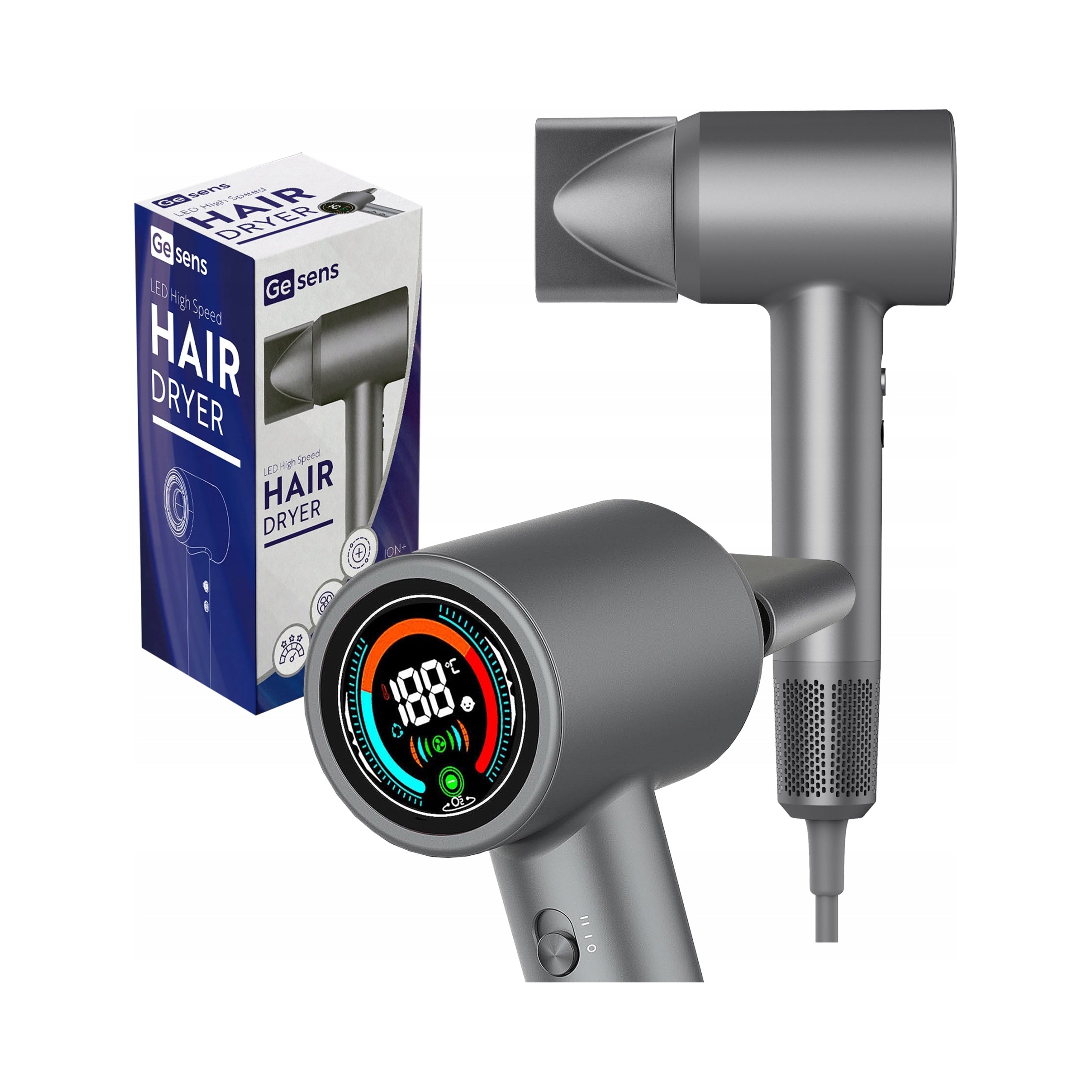 Hair Dryer 1500W with Ionization, 3 Speeds, LCD Display Manufacturer code 5905718040704