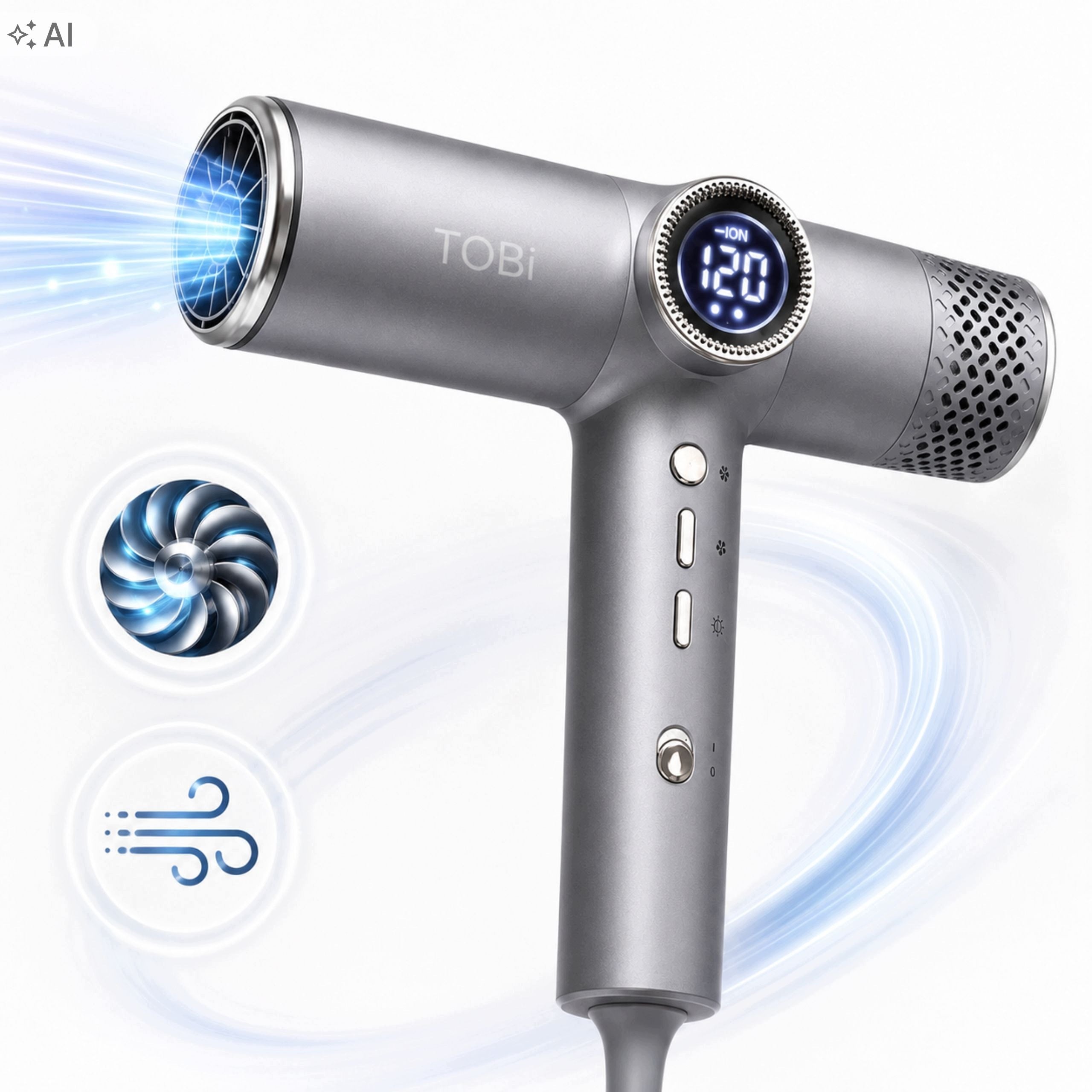 Hair Dryer 2000W Ionization Diffuser Brushless Motor 130000 RPM Manufacturer code SUSZENIE I STYLIZACJA 360 wyświetlacz LED