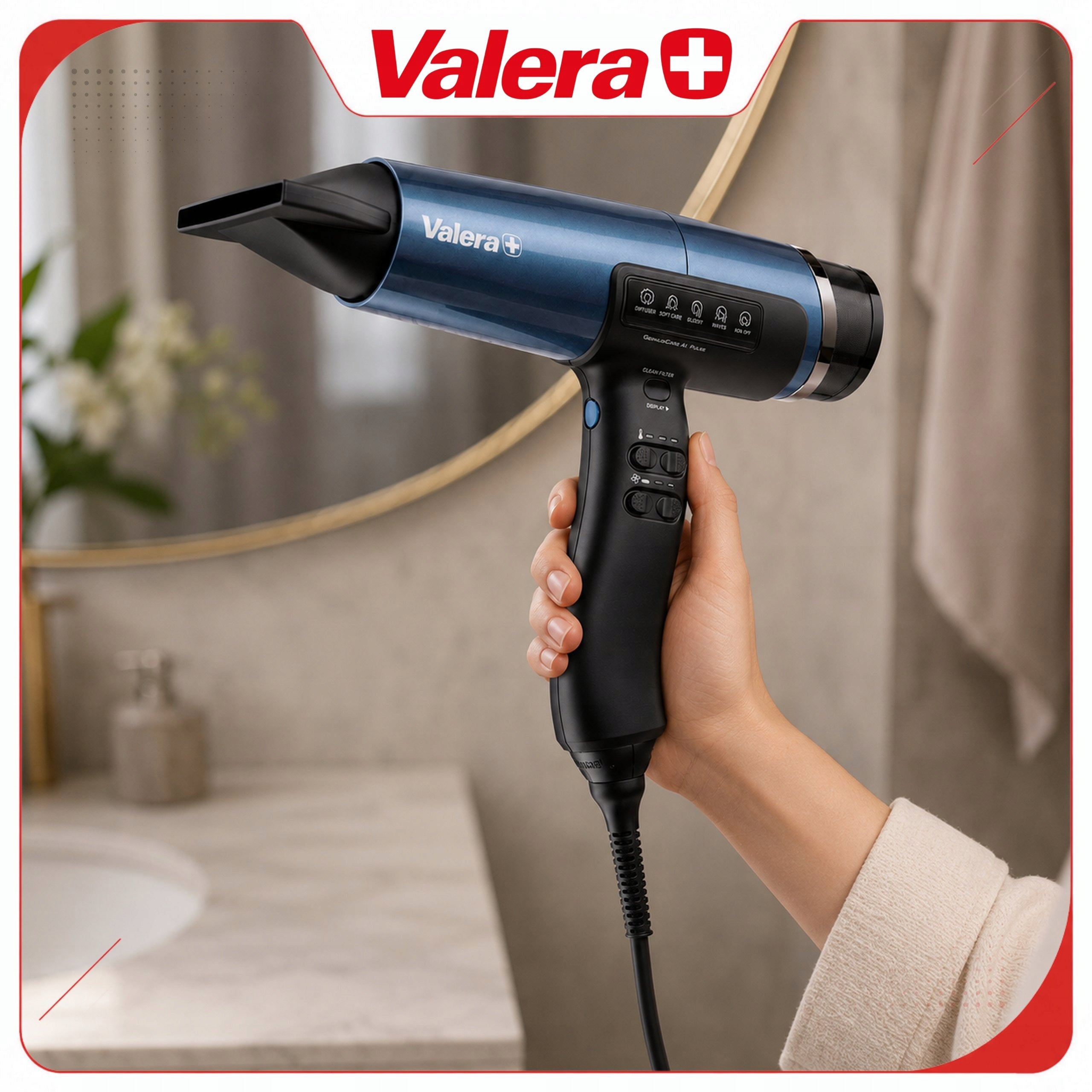 Hair Dryer Valera GeniusCare AI Pulse 2400 W Ionization 4 Tips Brand Valera