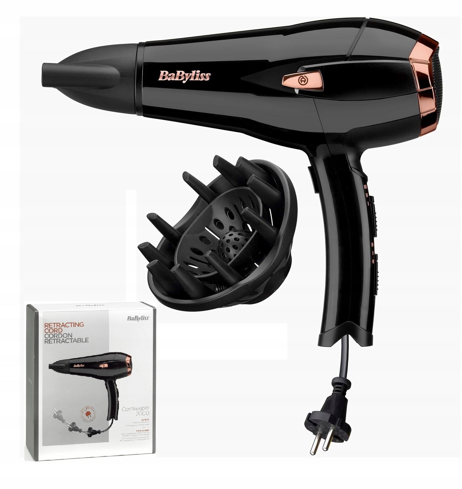 Hair Dryer With Ionization 2000W Gift BaByliss Cordkeeper D373E