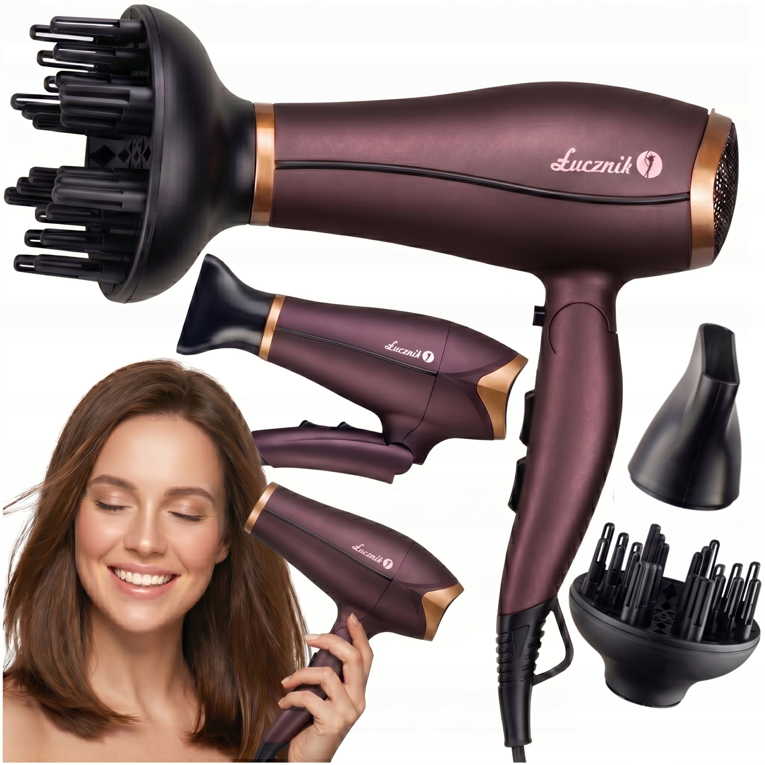 Hair Dryer with Diffuser with Ionization Folding Tourist ŁUCZNIK