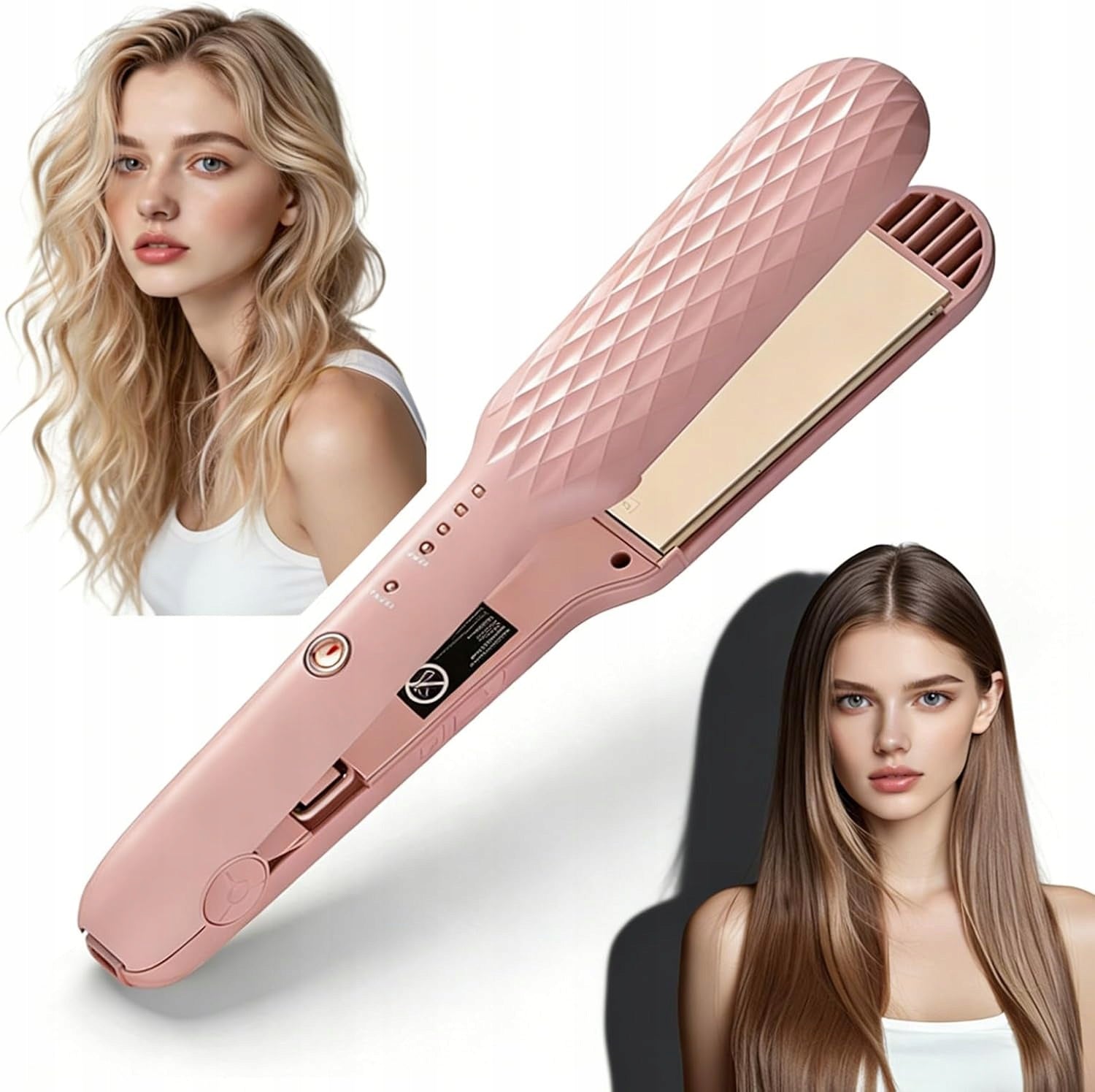 Hair Straightener 2 in 1 Straightener Curler Pink WIRED