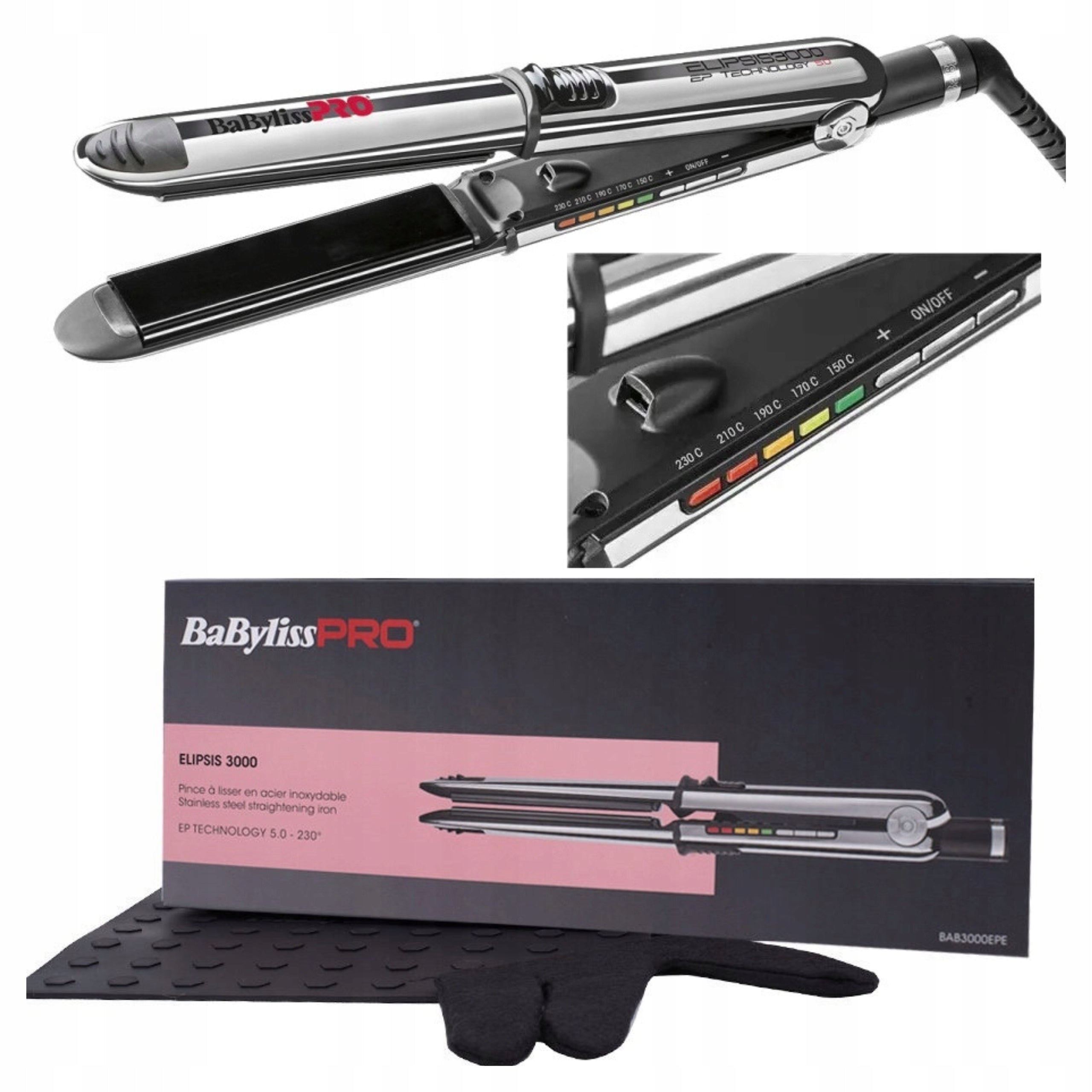 Hair Straightener Babyliss Pro Elipsis 3000 ceramic Ionization +mat