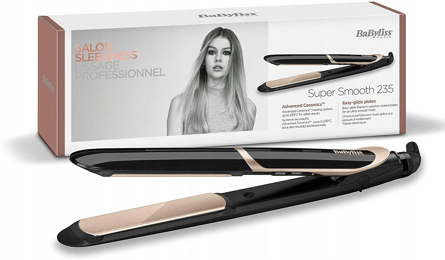 Hair Straightener Babyliss ST393E ceramic tiles with ionization case
