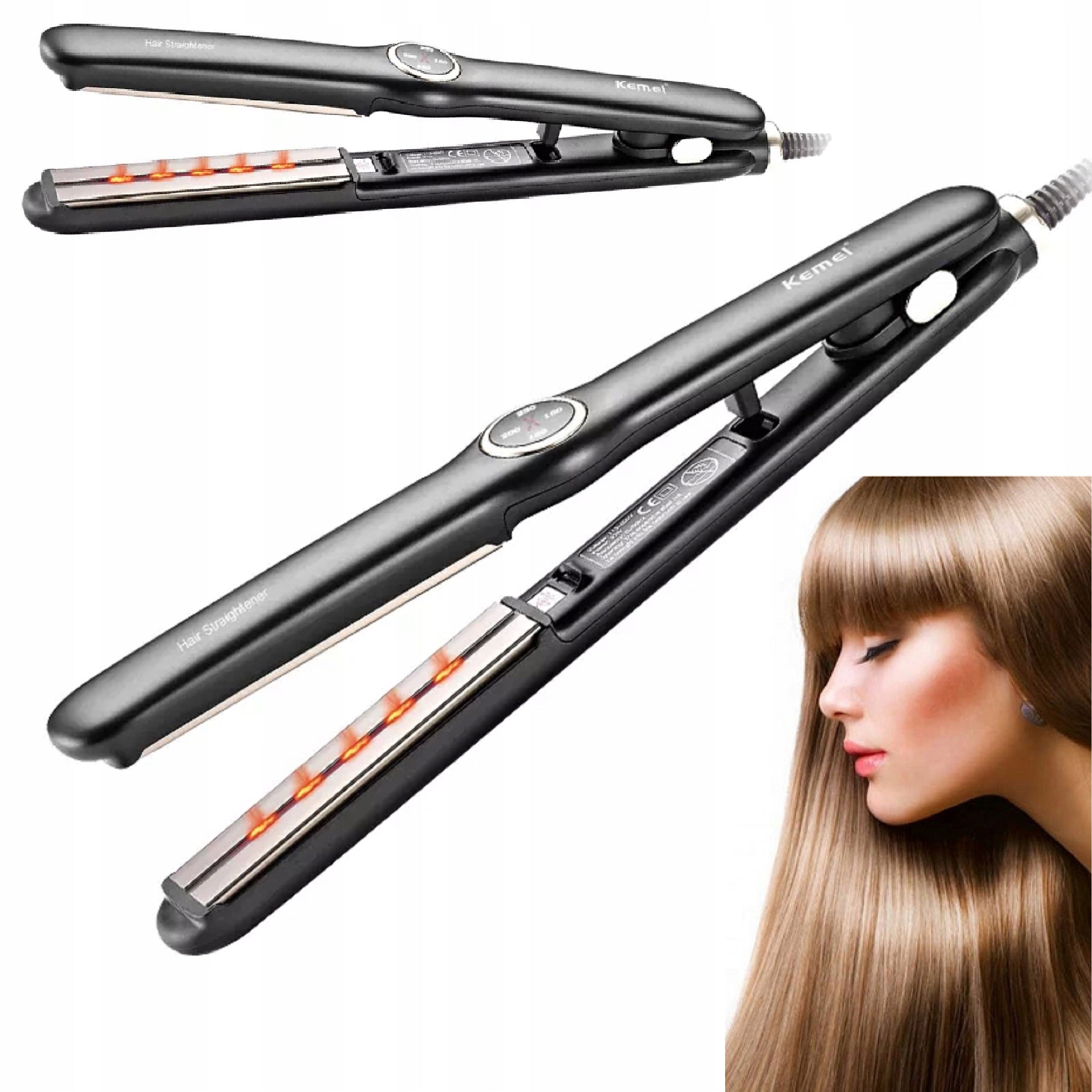 Hair Straightener Ceramic Infrared 30W 160-230°C Temp. Brand Kemei