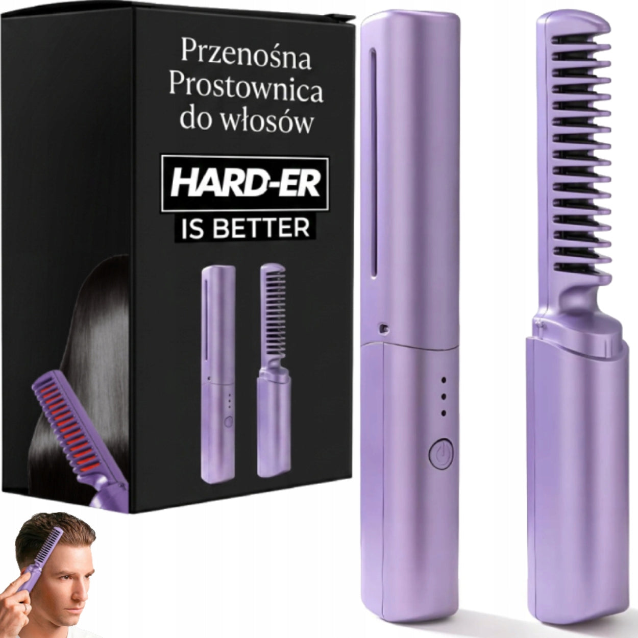 Hair Straightener Comb Curler Wireless Portable Hard-er