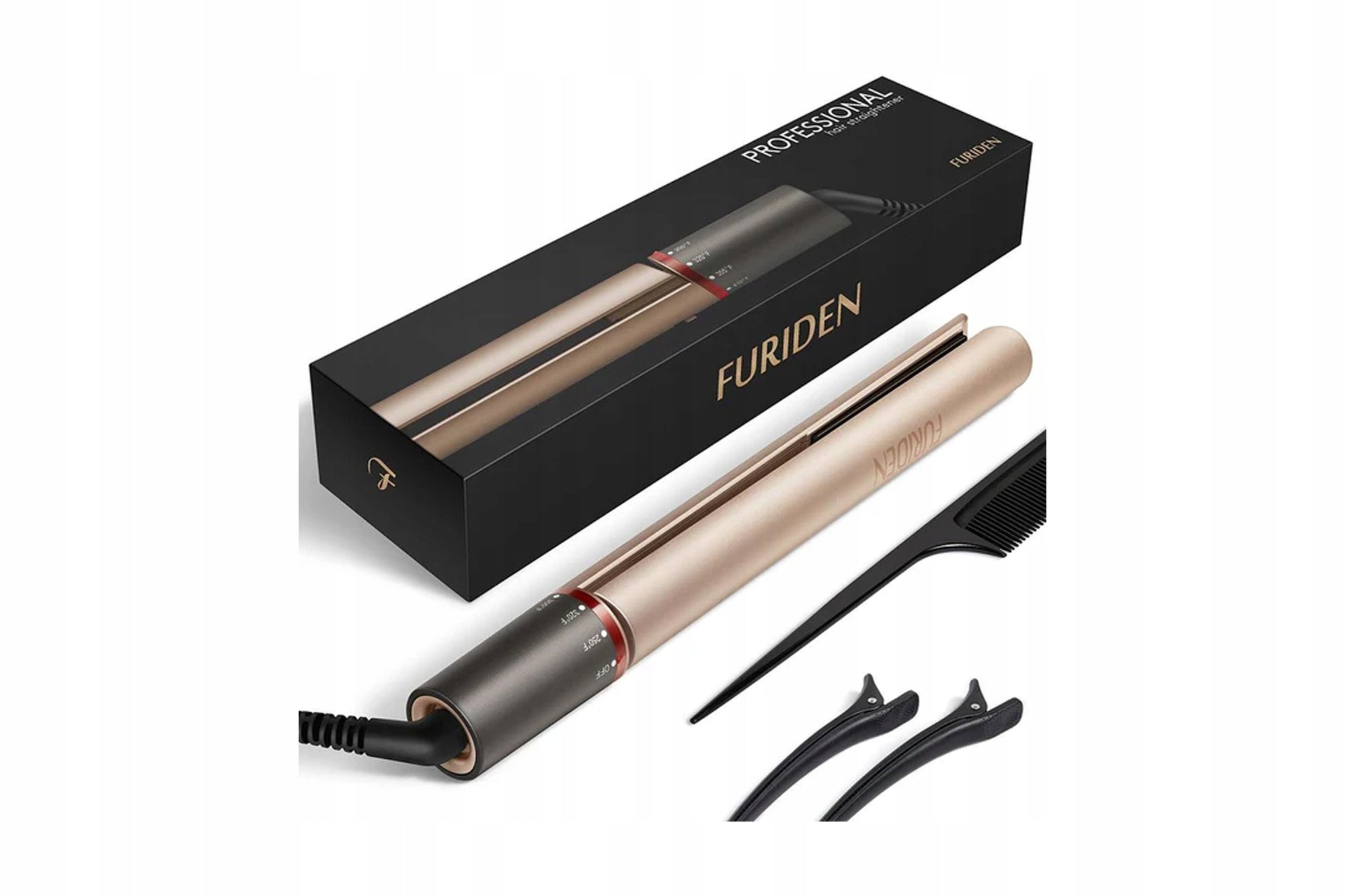 Hair Straightener FURIDEN DUET STYLE Ceramic Tourmaline Gold 2in1