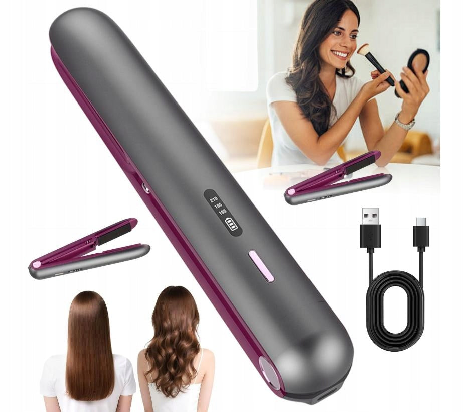 Hair Straightener WIRELESS MINI 2in1 4000mAh 3 TEMPERATURES