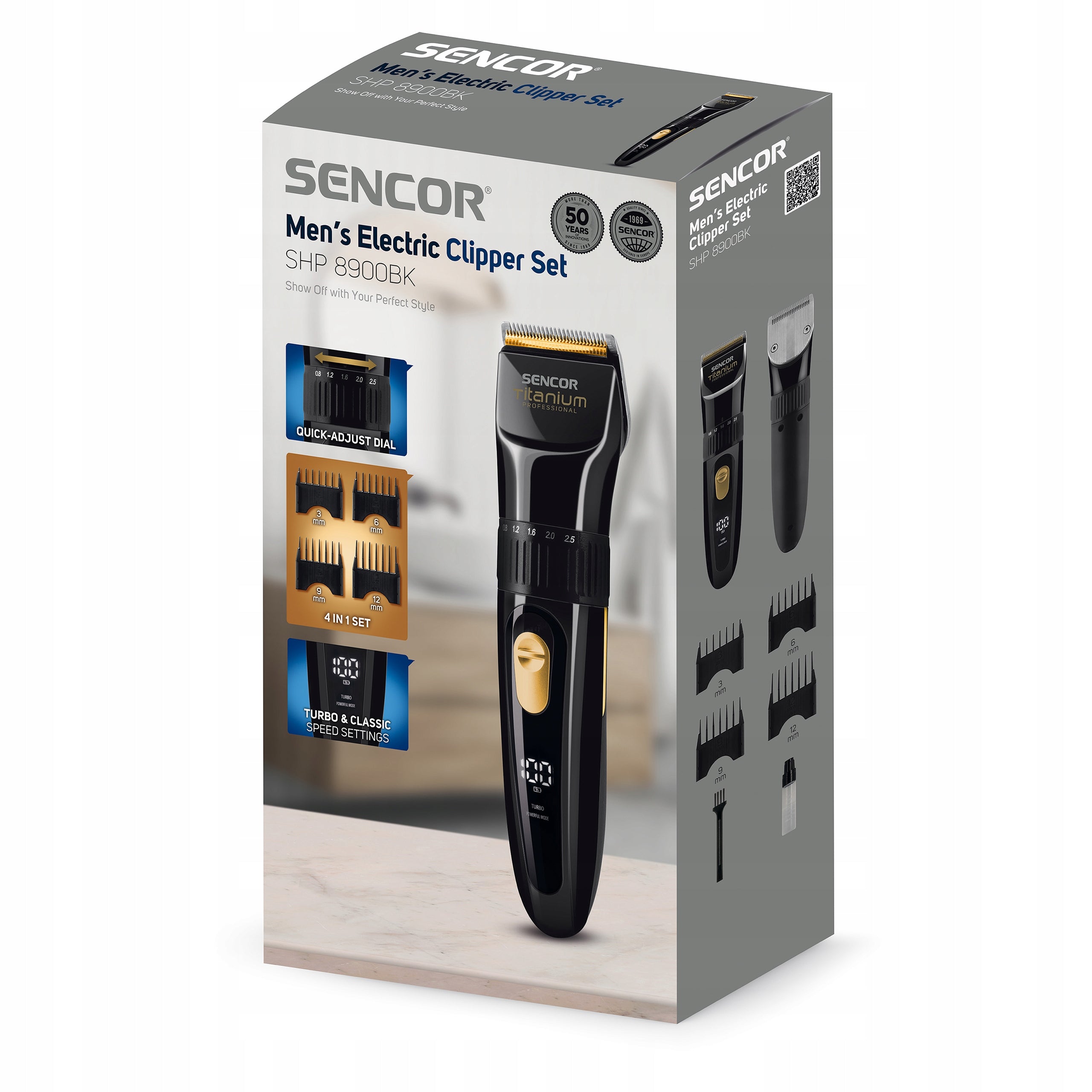 Hair clipper 0,8/1,2/1,6/2/2,5/3/6/9/12mm 2500 mAh Sencor SHP 8900BK Brand Sencor