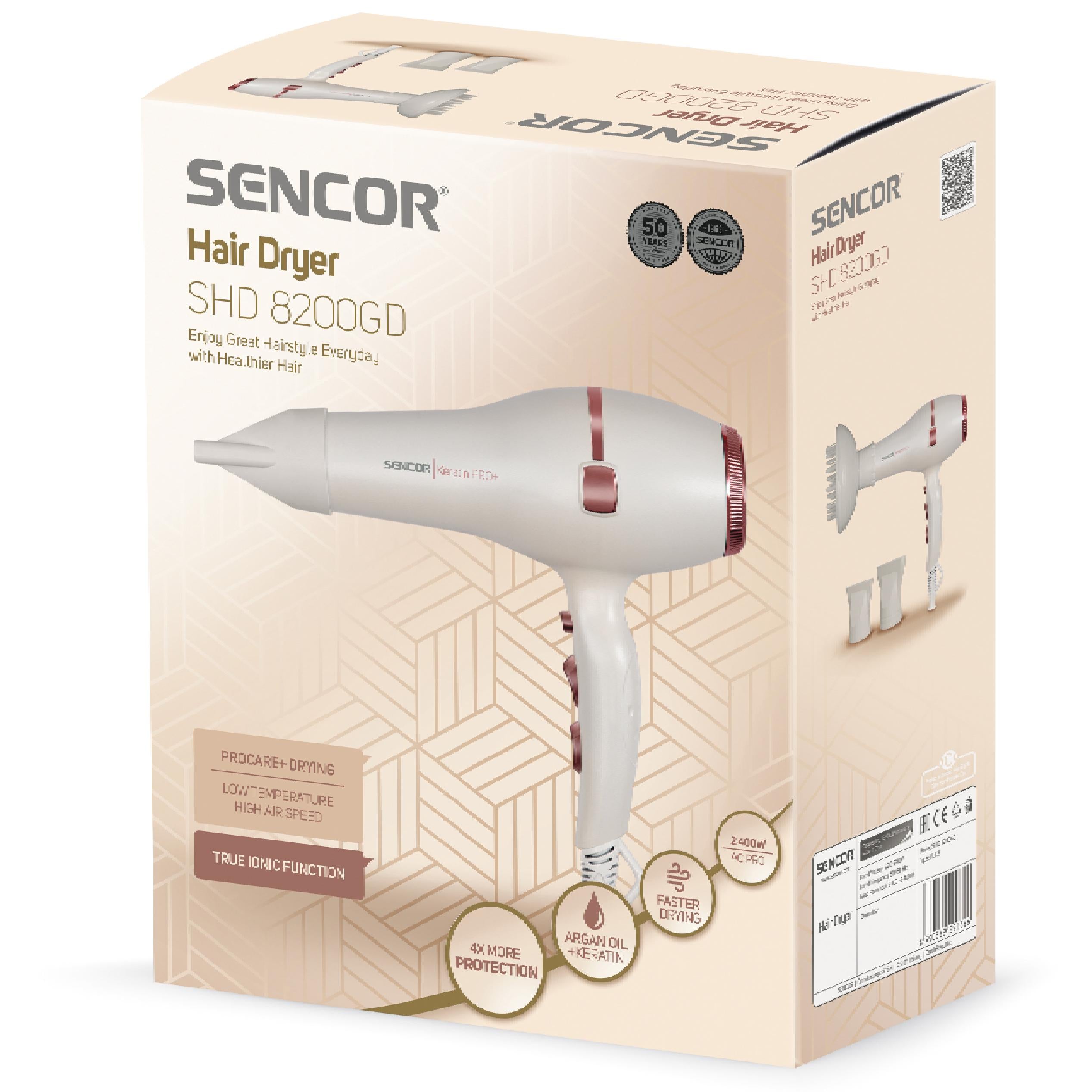 Hair dryer SENCOR Keratin Pro+ SHD 8200GD 2400W Ionization Manufacturer code SHD8200GD