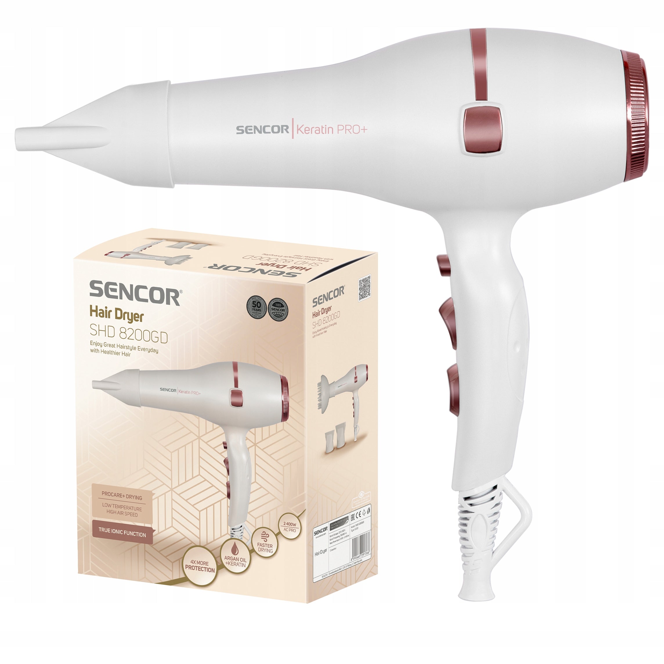 Hair dryer SENCOR Keratin Pro+ SHD 8200GD 2400W Ionization