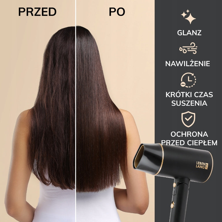 Hair dryer small LEBENLANG 2100W ionization folding cold air supply Manufacturer code LBH3088G