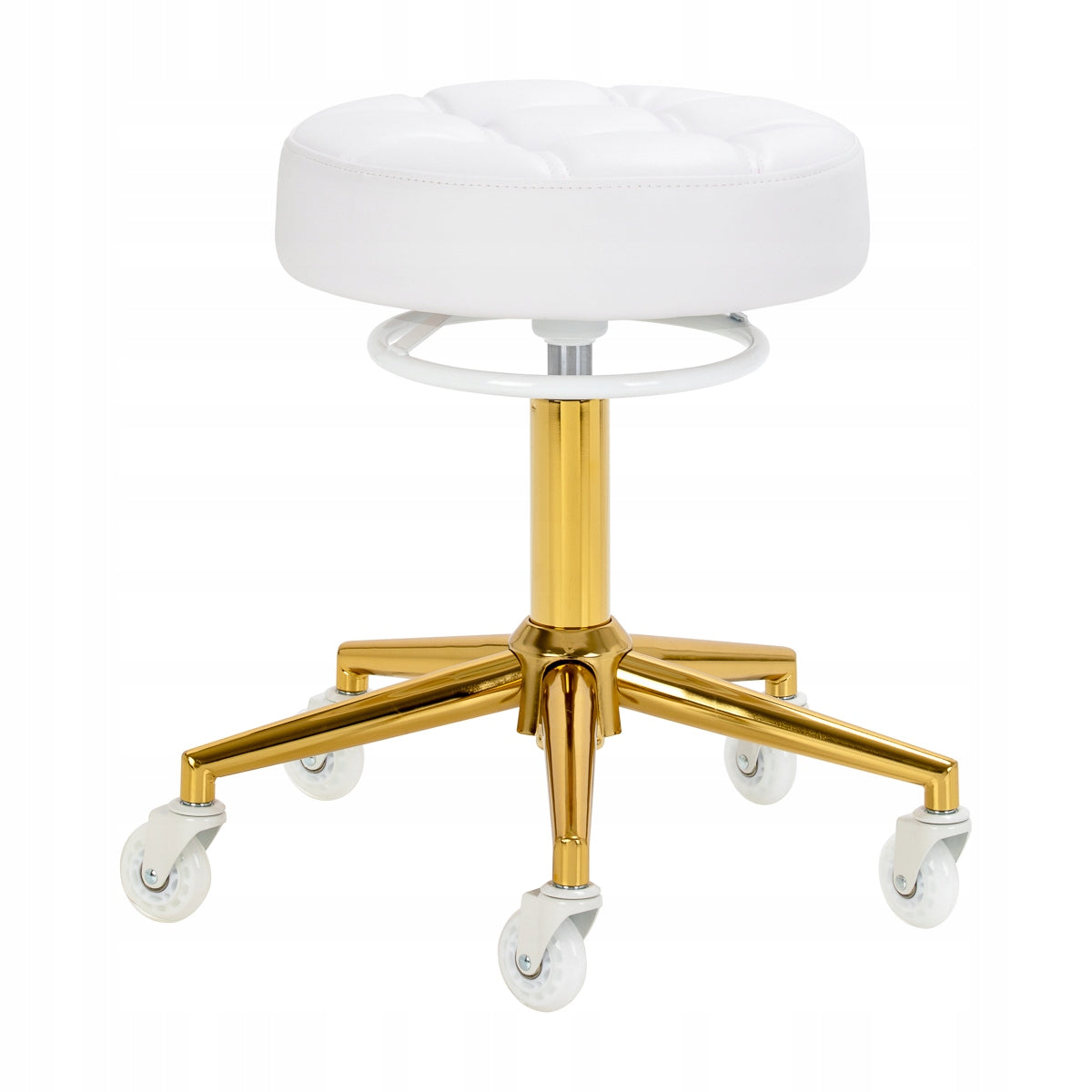 Hairdresser stool Gabbiano D054G white and gold