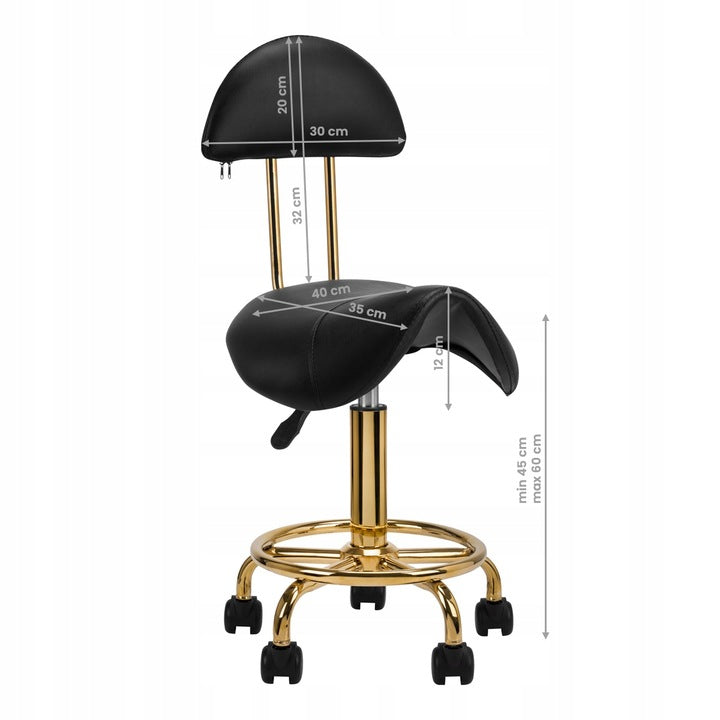 Hairdressing Cosmetic Stool With Backrest Black Gold Chair Hoker Upholstery color black