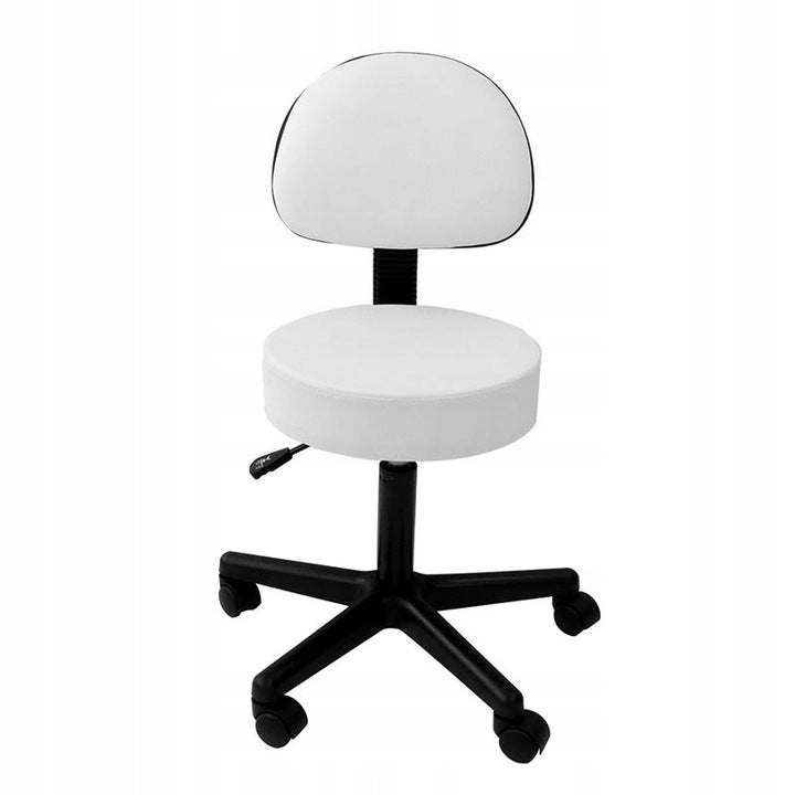 Hairdressing Stool Cosmetic Chair Hoker With Backrest White Black Upholstery color white