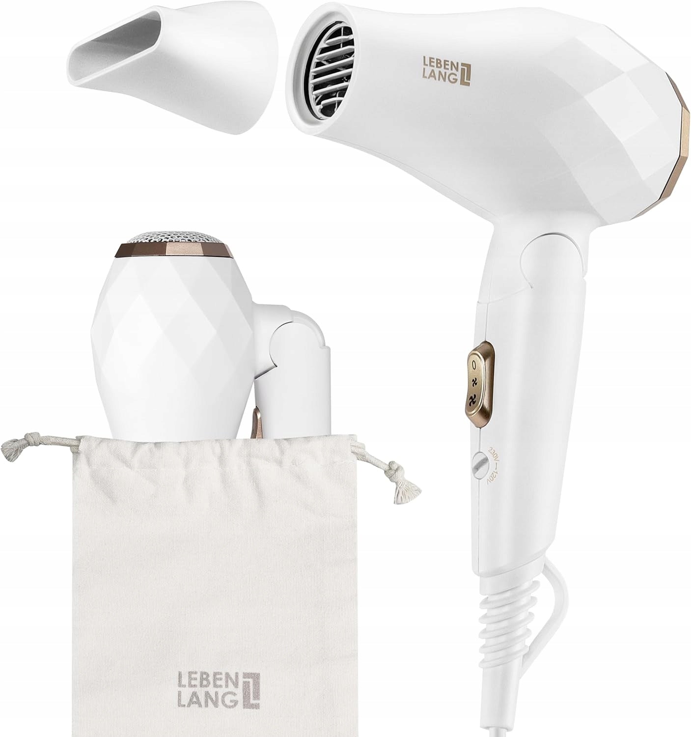 Hairdryer small LEBENLANG 1000W foldable tourist with case Packaging status original
