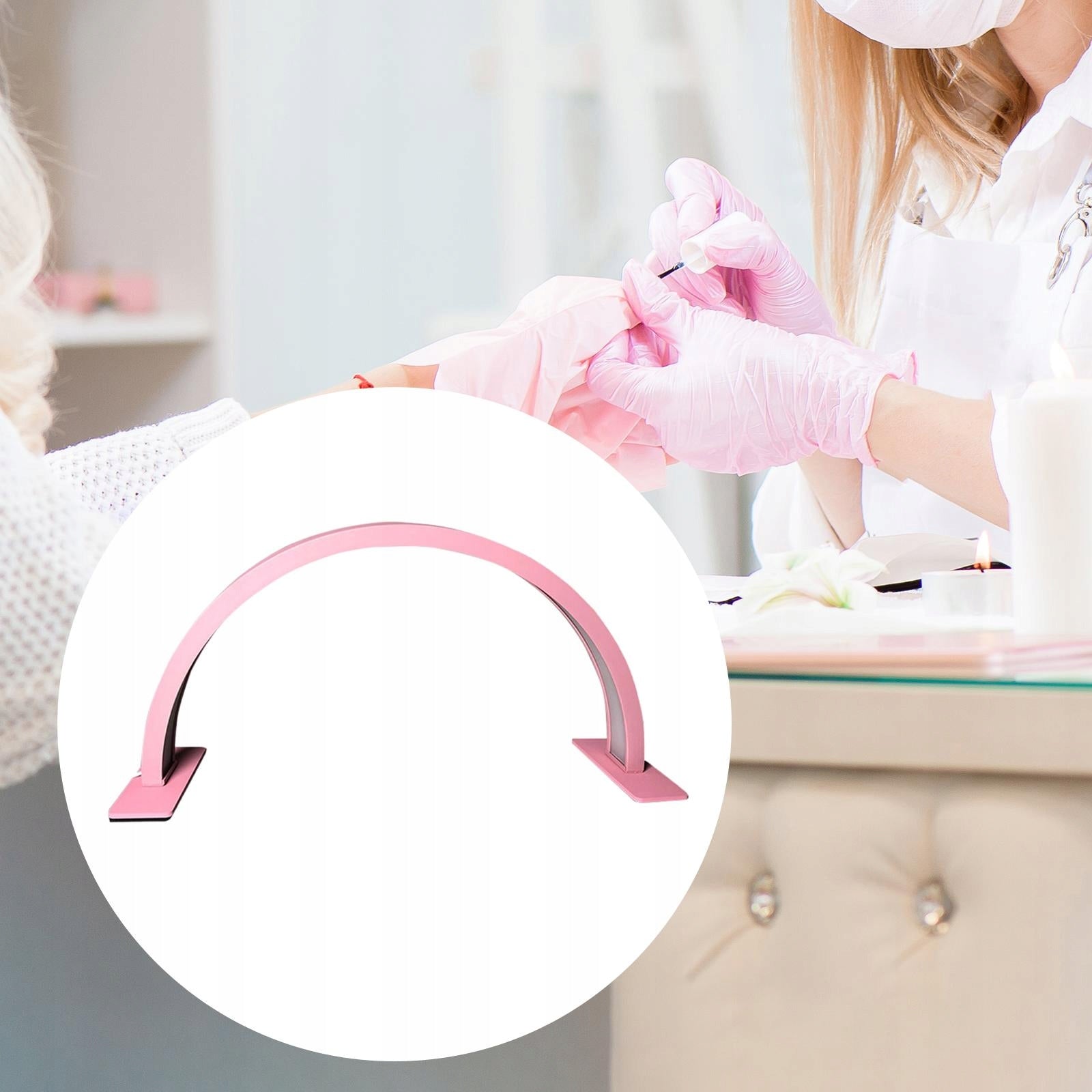 Half Moon Light for Nail Desk LED Manicure Desk Lamp Nail Tech Light Pink