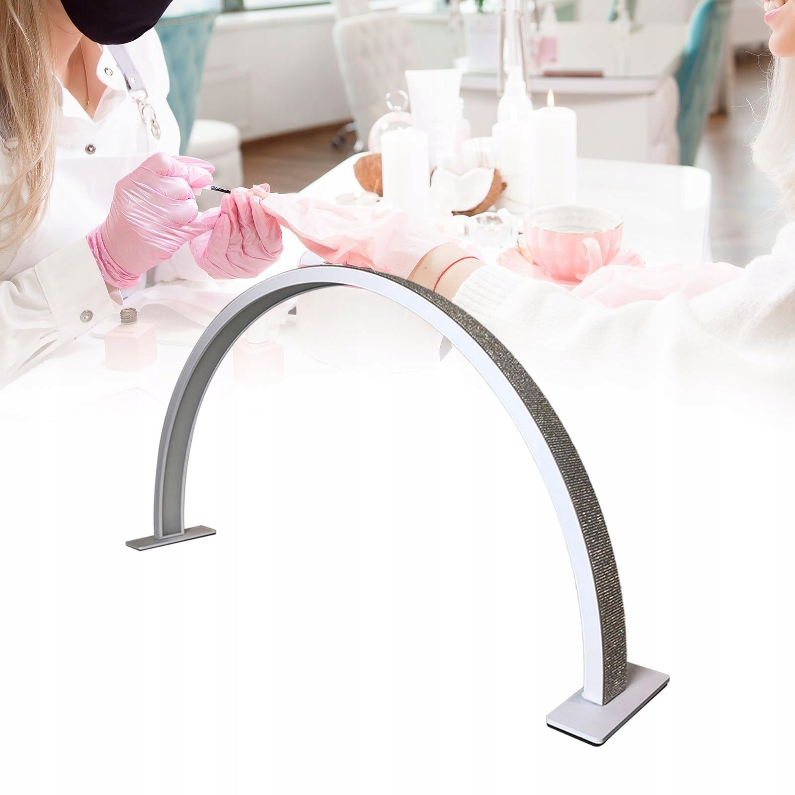 Half Moon Light for Nail Desk LED Manicure Desk Lamp Nail White rhinestone