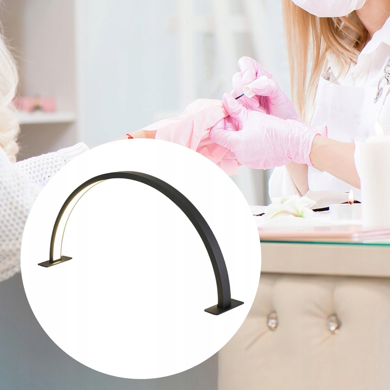 Half Moon Nail Desk Lamp 3 Color Lighting Nail Table Lamp LED Nail Black