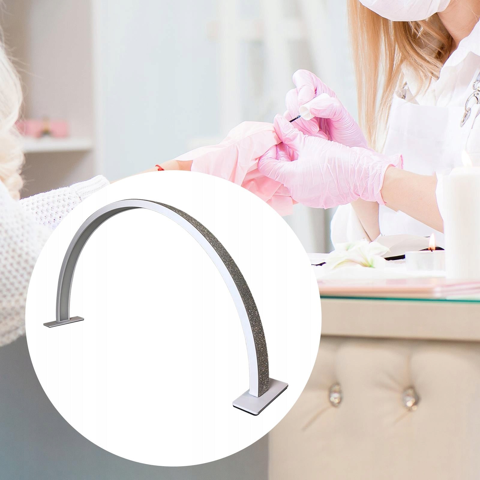 Half Moon Nail Desk Lamp 3 Color Lighting Nail Table Lamp White rhinestone
