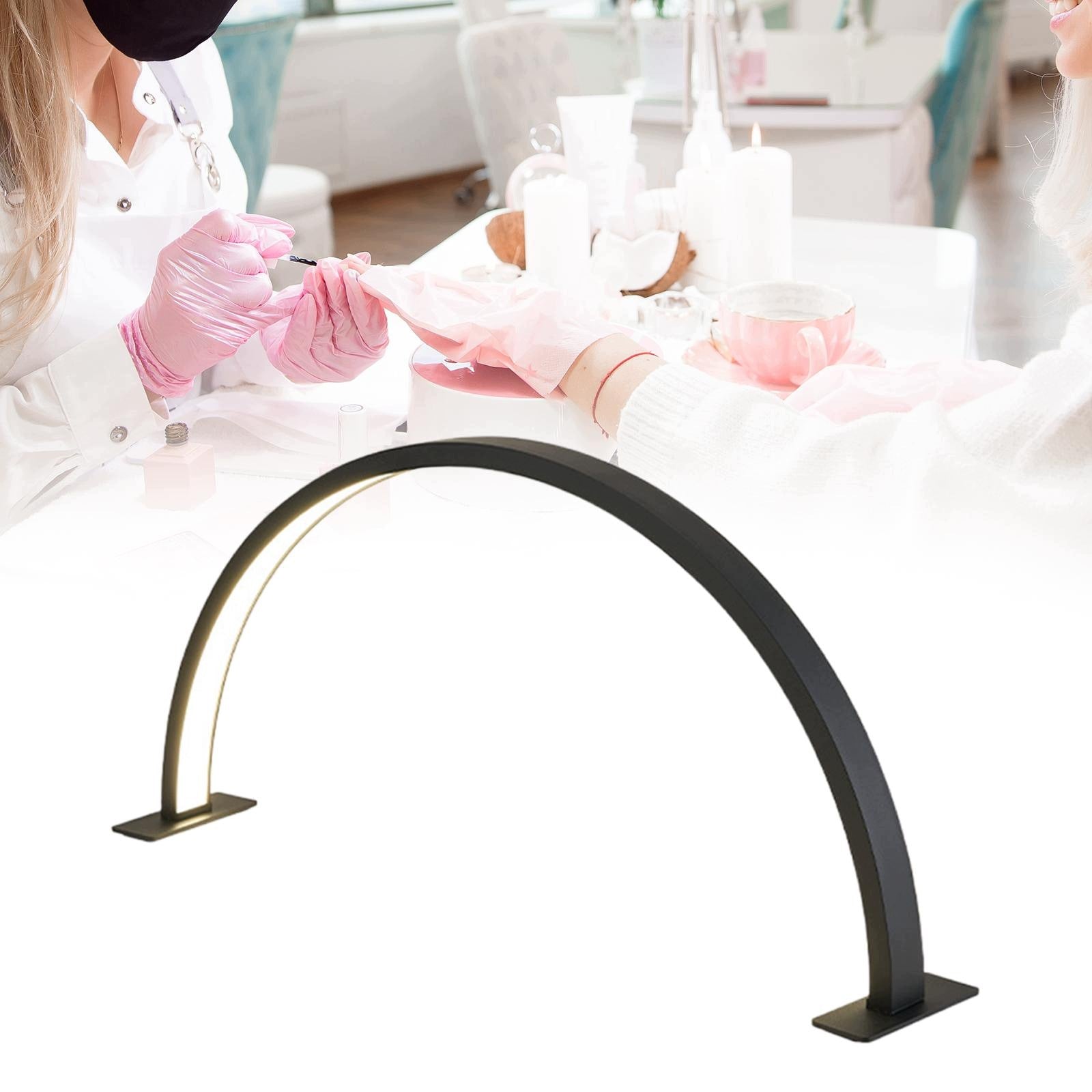 Half Moon Nail Desk Lamp LED Nail Tech Lamp Lash Light LED Manicure Black