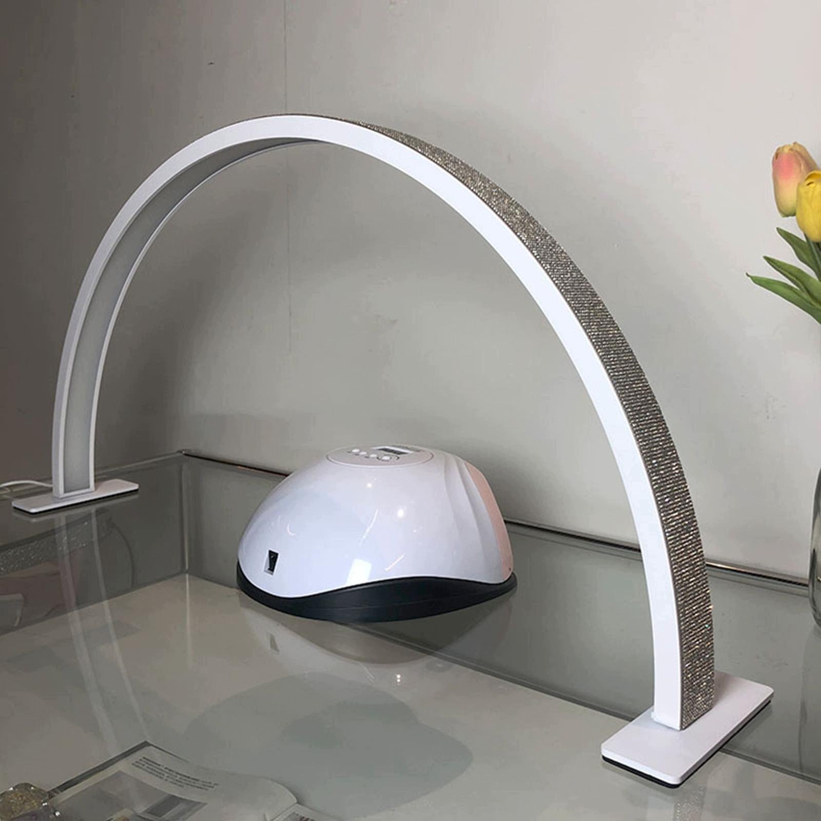 Half Moon Nail Desk Lamp LED Nail Tech Lamp Lash Light LED White rhinestone