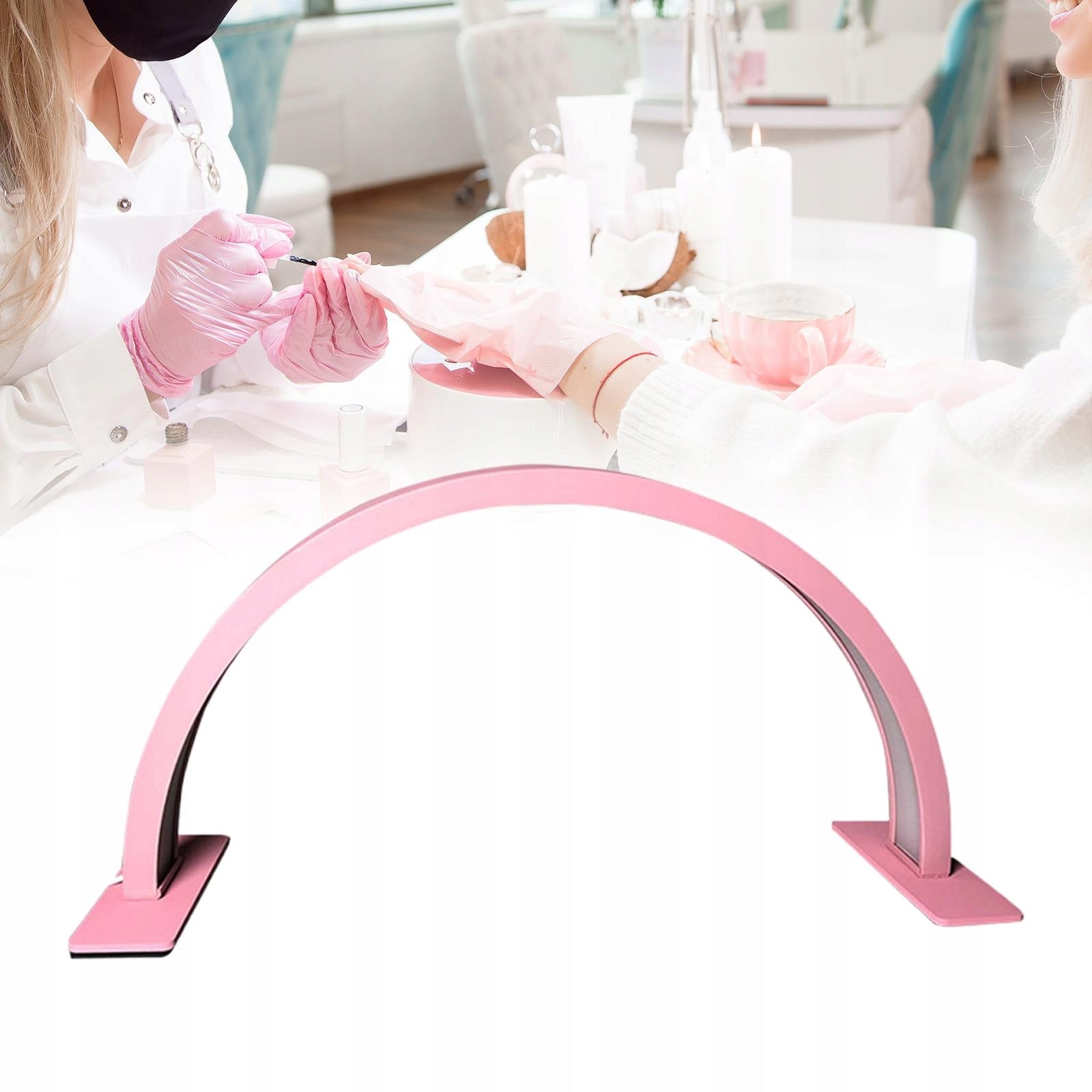 Half Moon Nail Lamp for Desk Lighting Manicure Light Lash Light LED Pink
