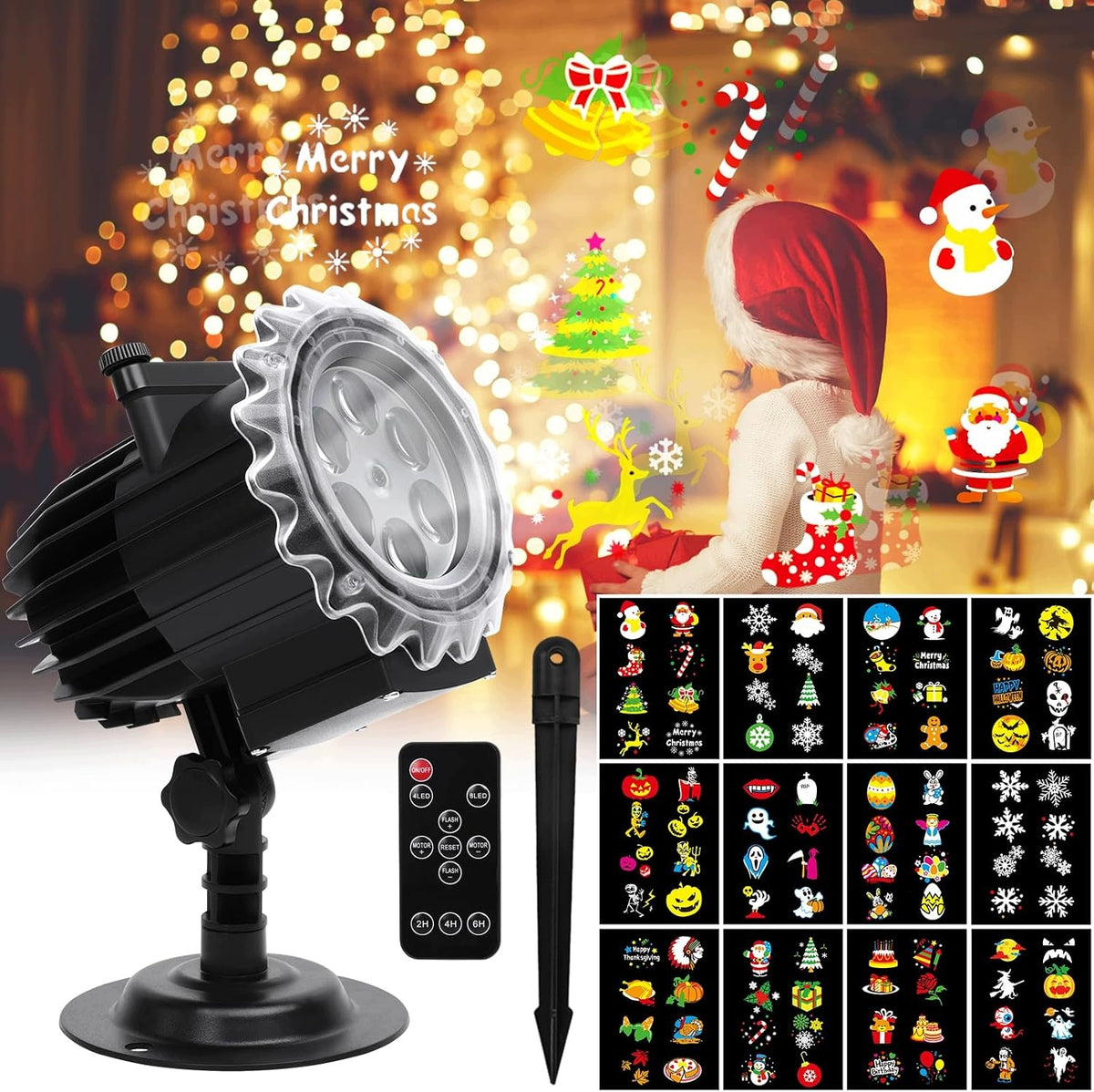 Halloween LED Projector + Christmas Symbols 16 Animations