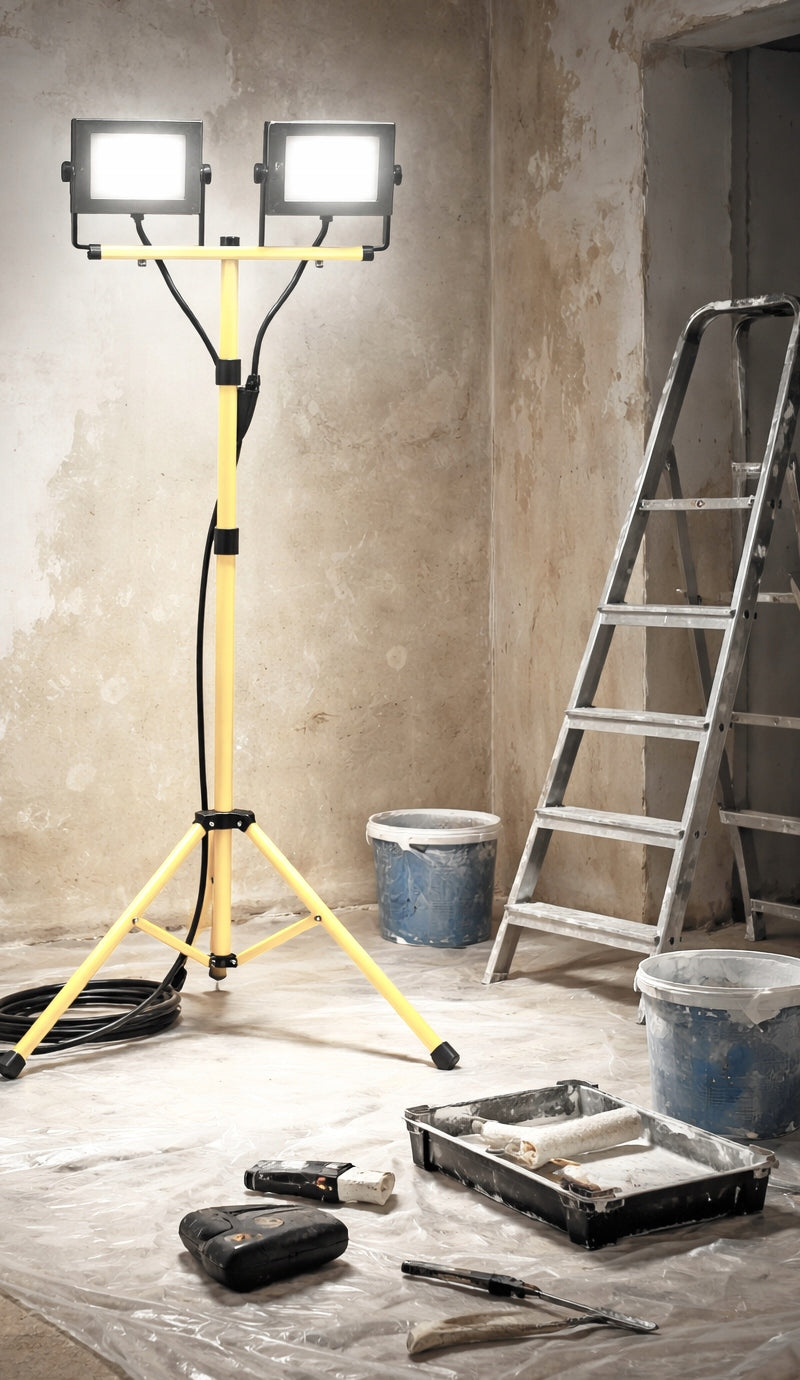 Halogen LED Construction Tripod Floodlight 2x 50W 9000lm Connected Kit Manufacturer code 8067