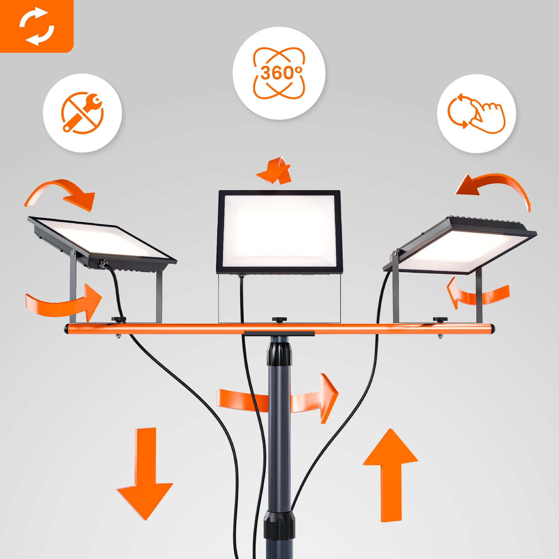 Halogen LED Construction Tripod Floodlight 3x 100W 33000lm Lamp On Stand EAN (GTIN) 5903707790128