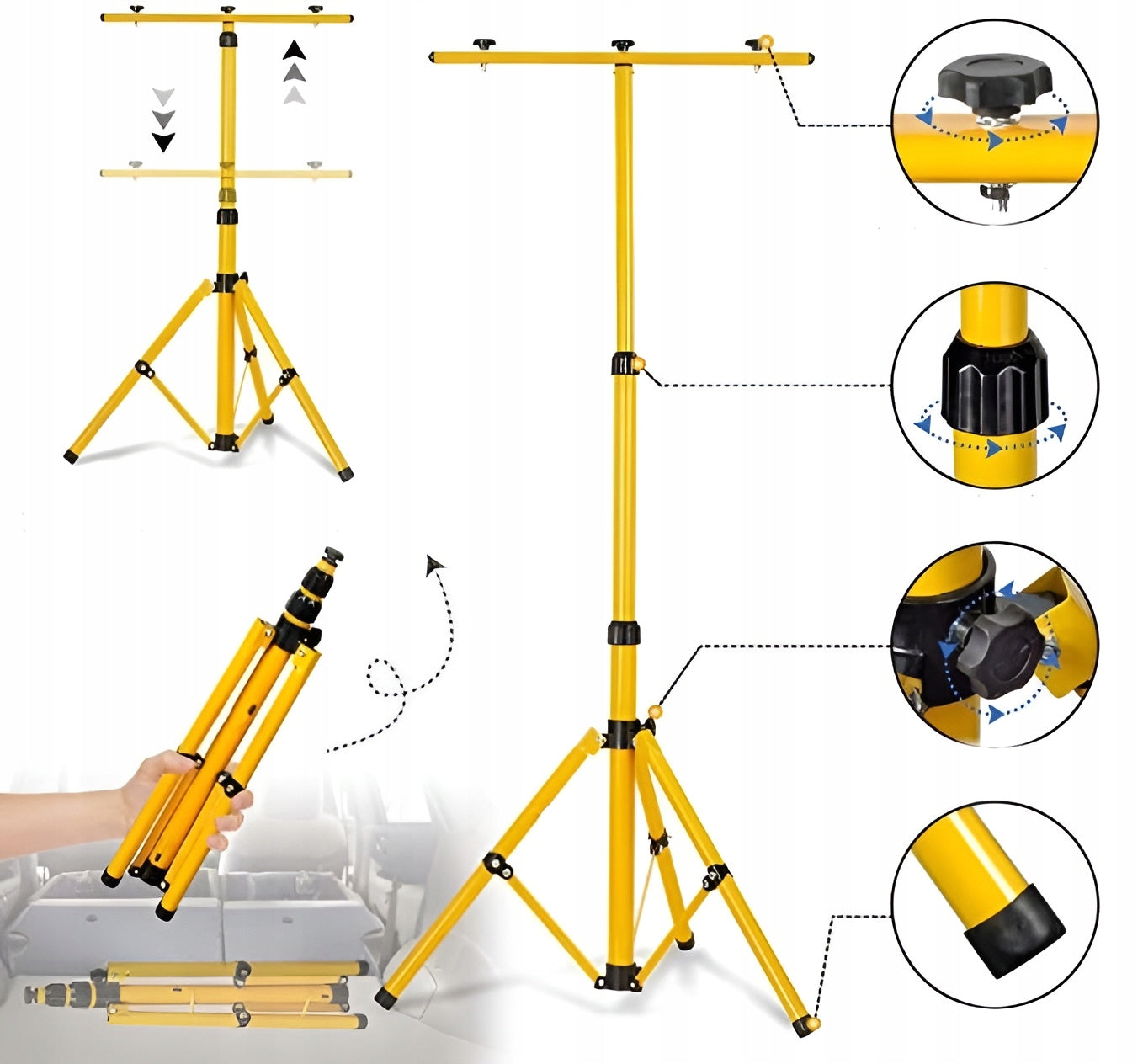 Halogen LED Floodlight 2x 100W + Construction Tripod 200W For Garage Renovation Light color white neutral