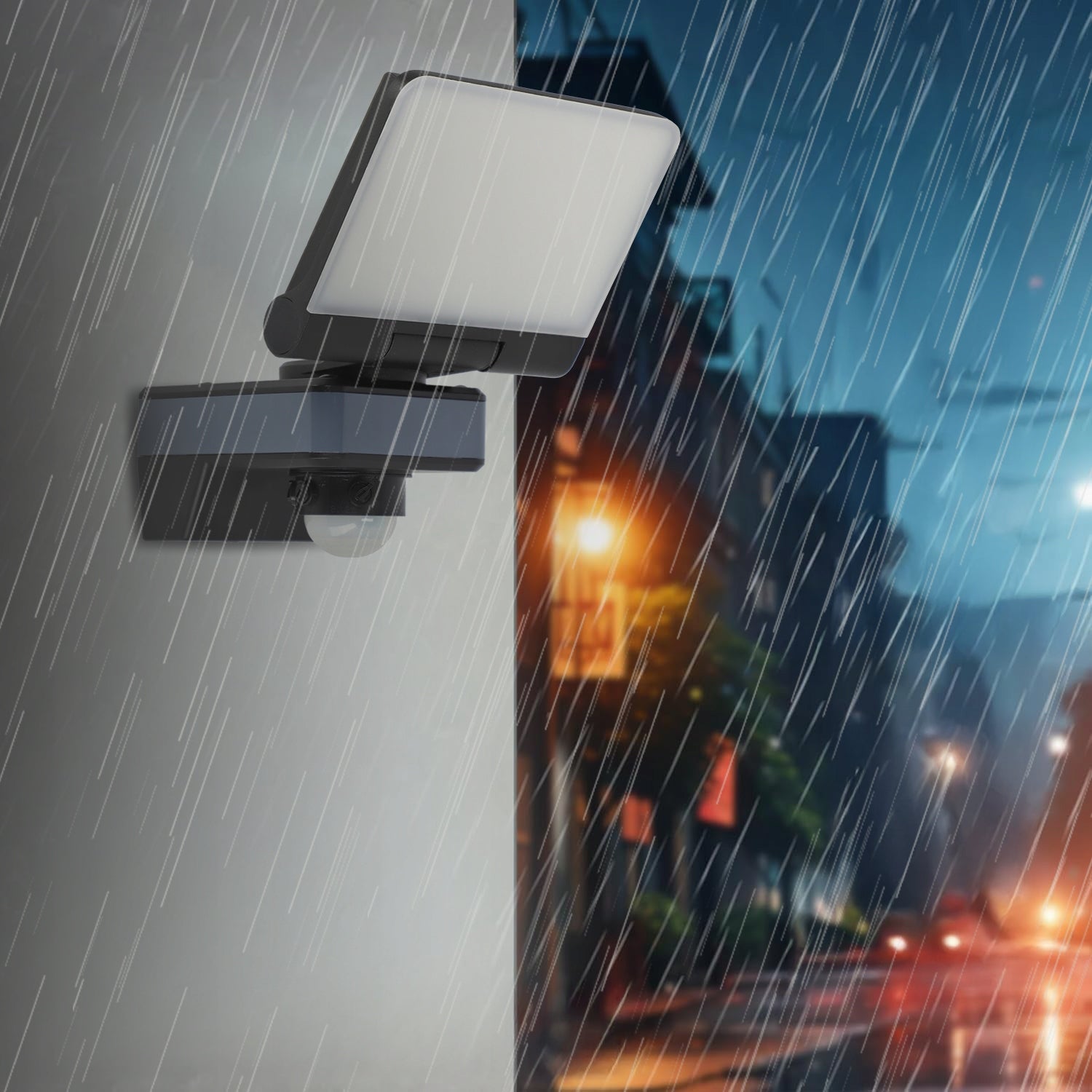 Halogen LED Floodlight 44W Garden Facade Lamp with Motion Sensor Thread type built-in LED source