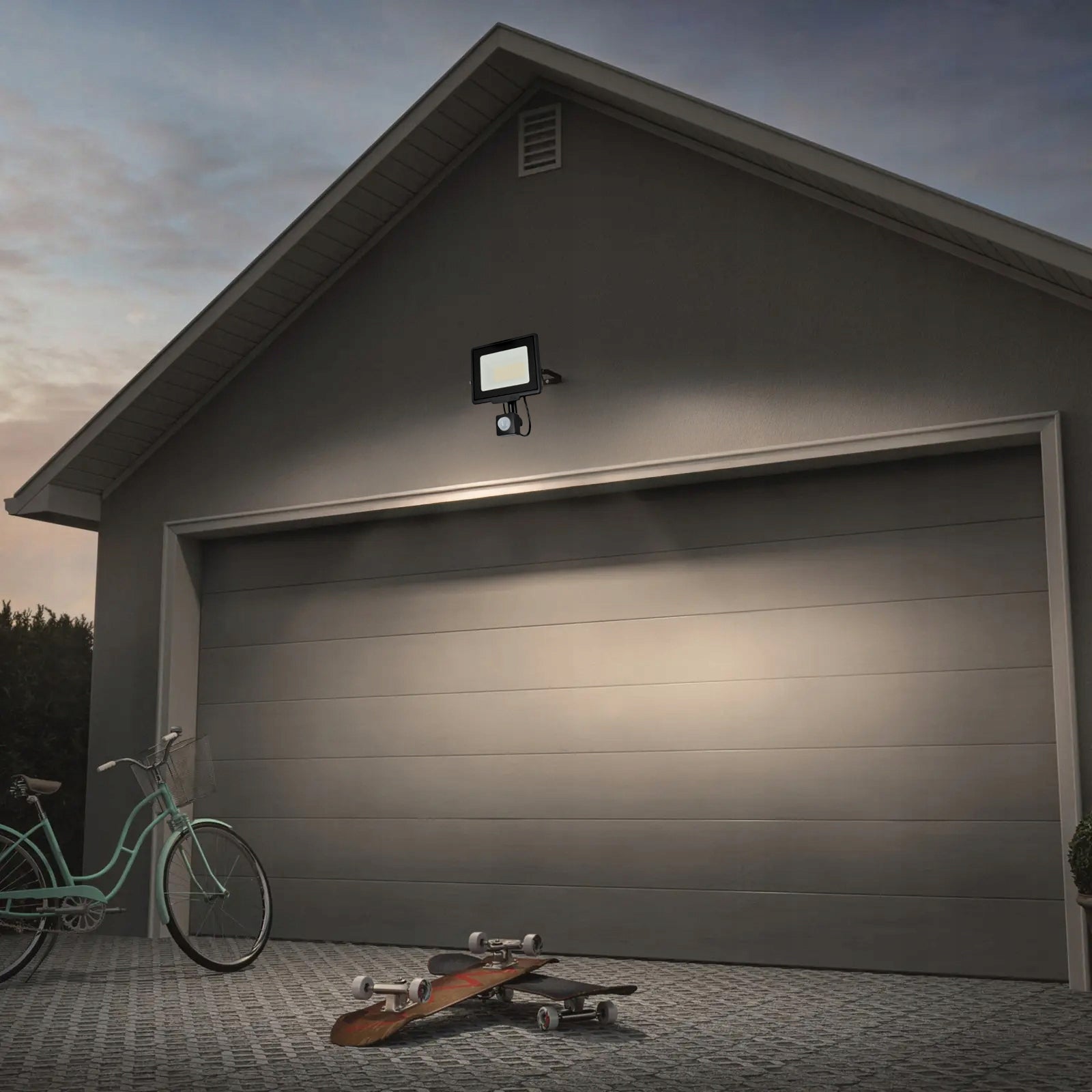 Halogen LED with Twilight Motion Sensor Floodlight 50W IP65 PIR Headlight Batteries included no