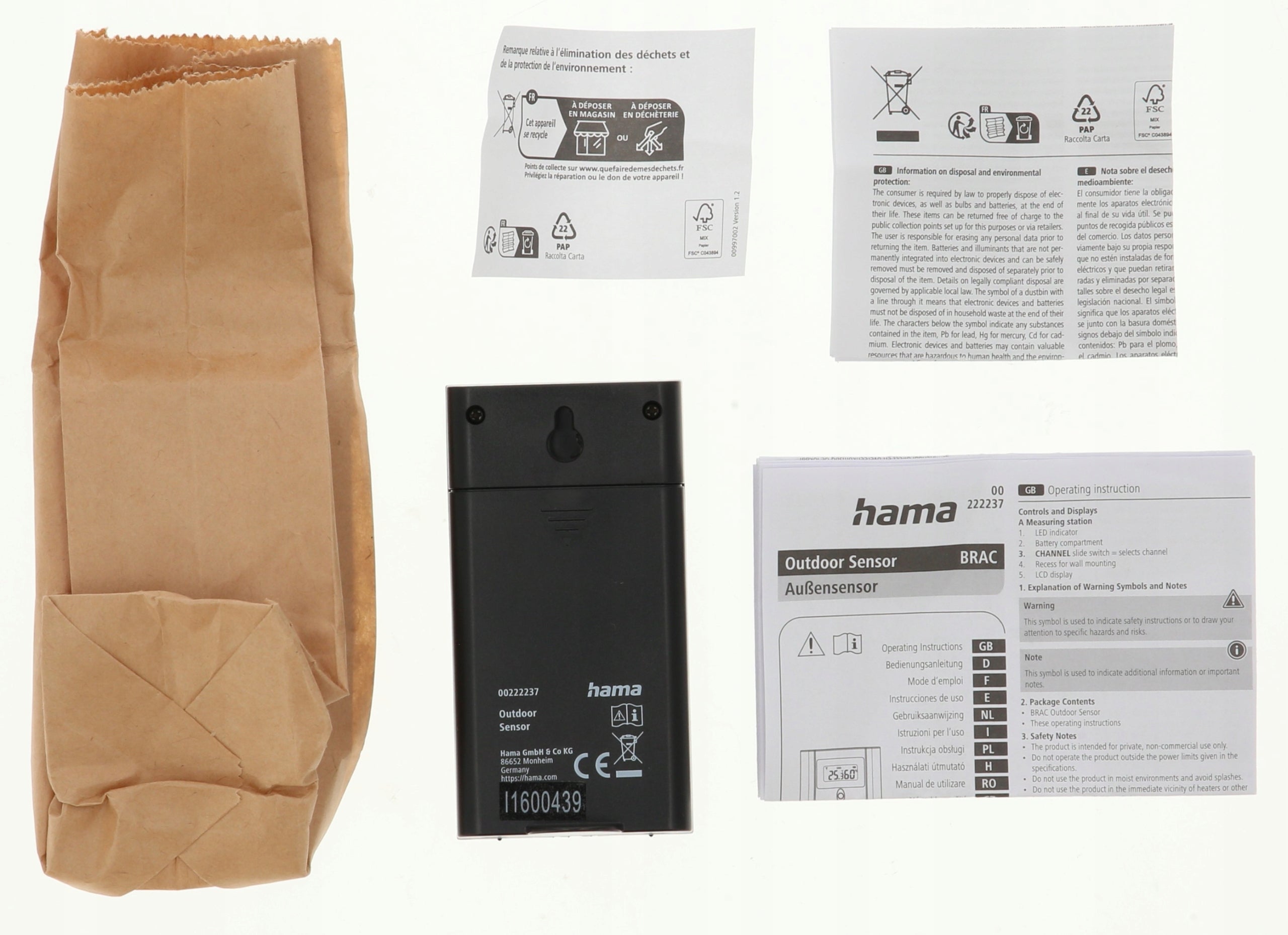 Hama EXTERNAL BRAC SENSOR FOR WEATHER STATION Packaging status original