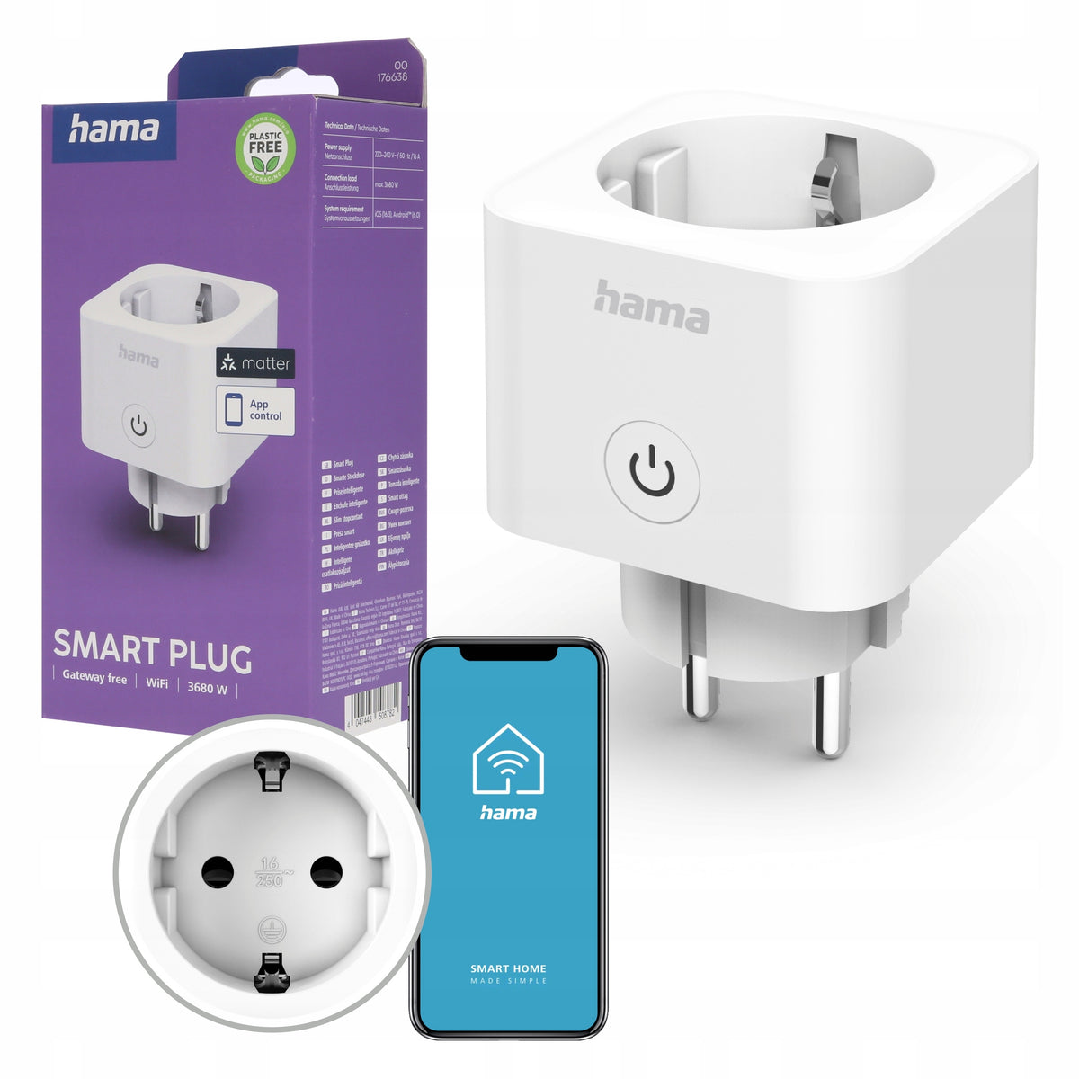 Hama SMART Smart Socket WiFi Matter 3680W TUYA Programmer Timer