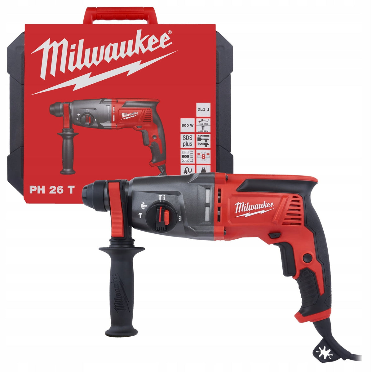 Hammer Drill Milwaukee PH26T 800W 2,4J SDS-Plus 4933464580 Chisels Packaging status original